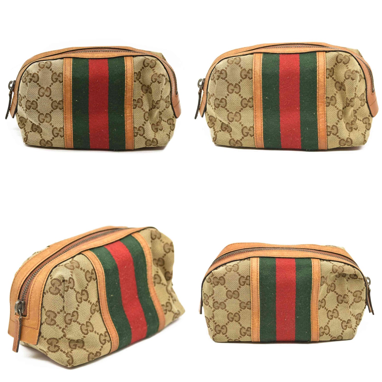 GUCCI GG Logo Shelly Canvas Cosmetic Pouch Bag