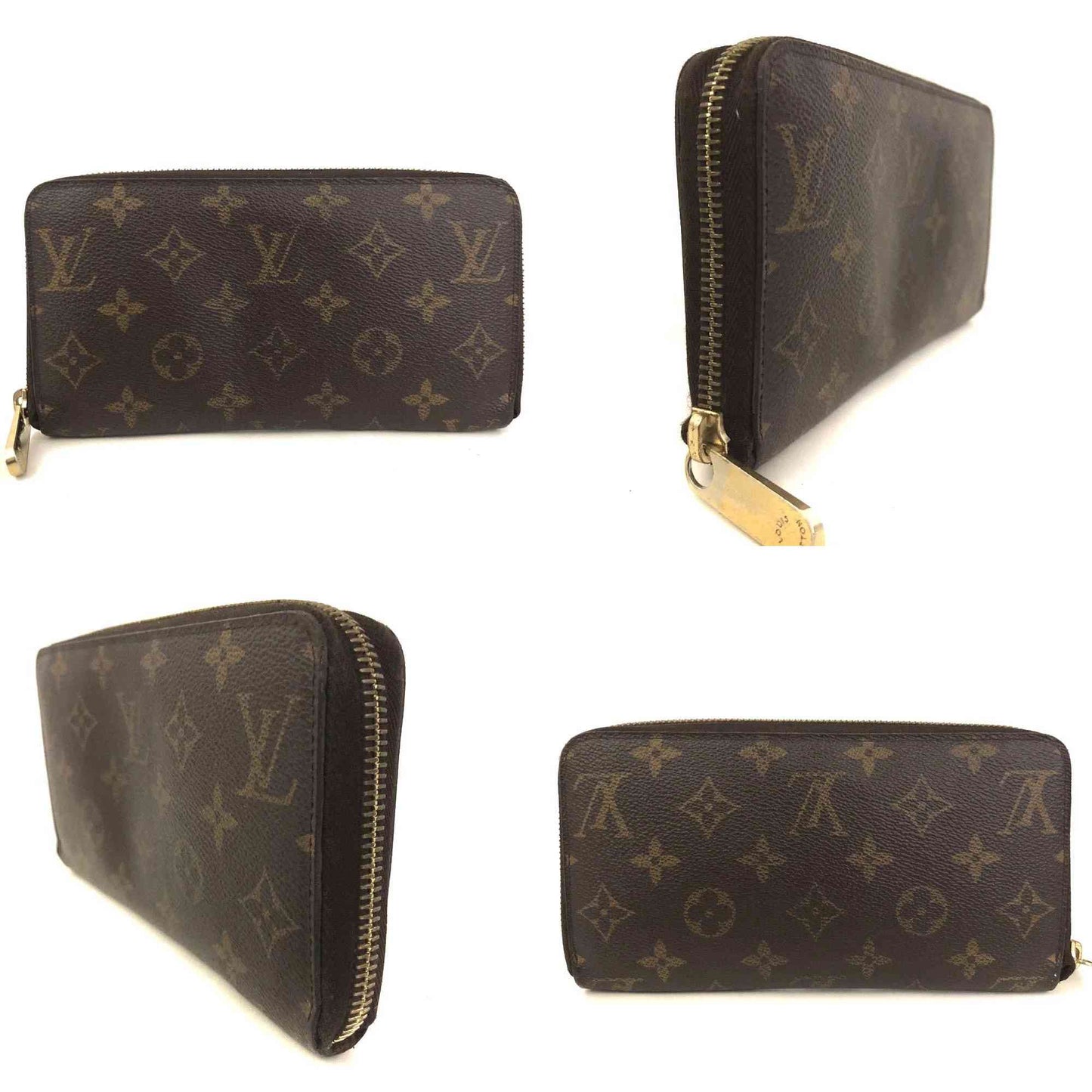 $915 2011 Louis Vuitton Monogram Zippy Zip Around Long Wallet Purse Brown CA0141