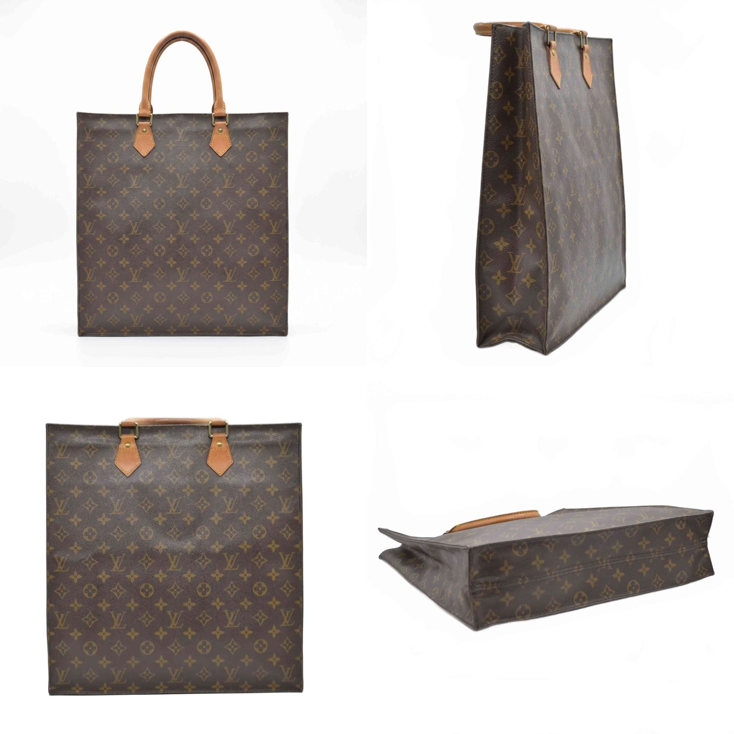$1340 2001 Louis Vuitton LV Hand Bag Sac Plat Brown Monogram MI0031