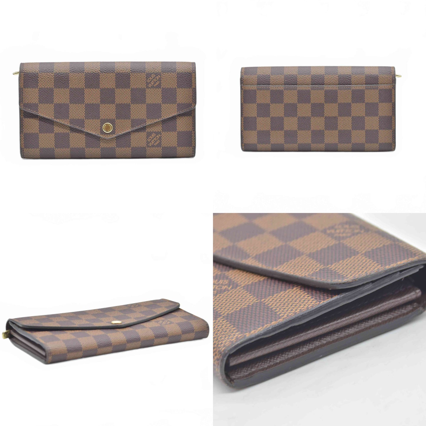 $775 2019 Louis Vuitton Damier Ebene Sarah Wallet NM CT4169