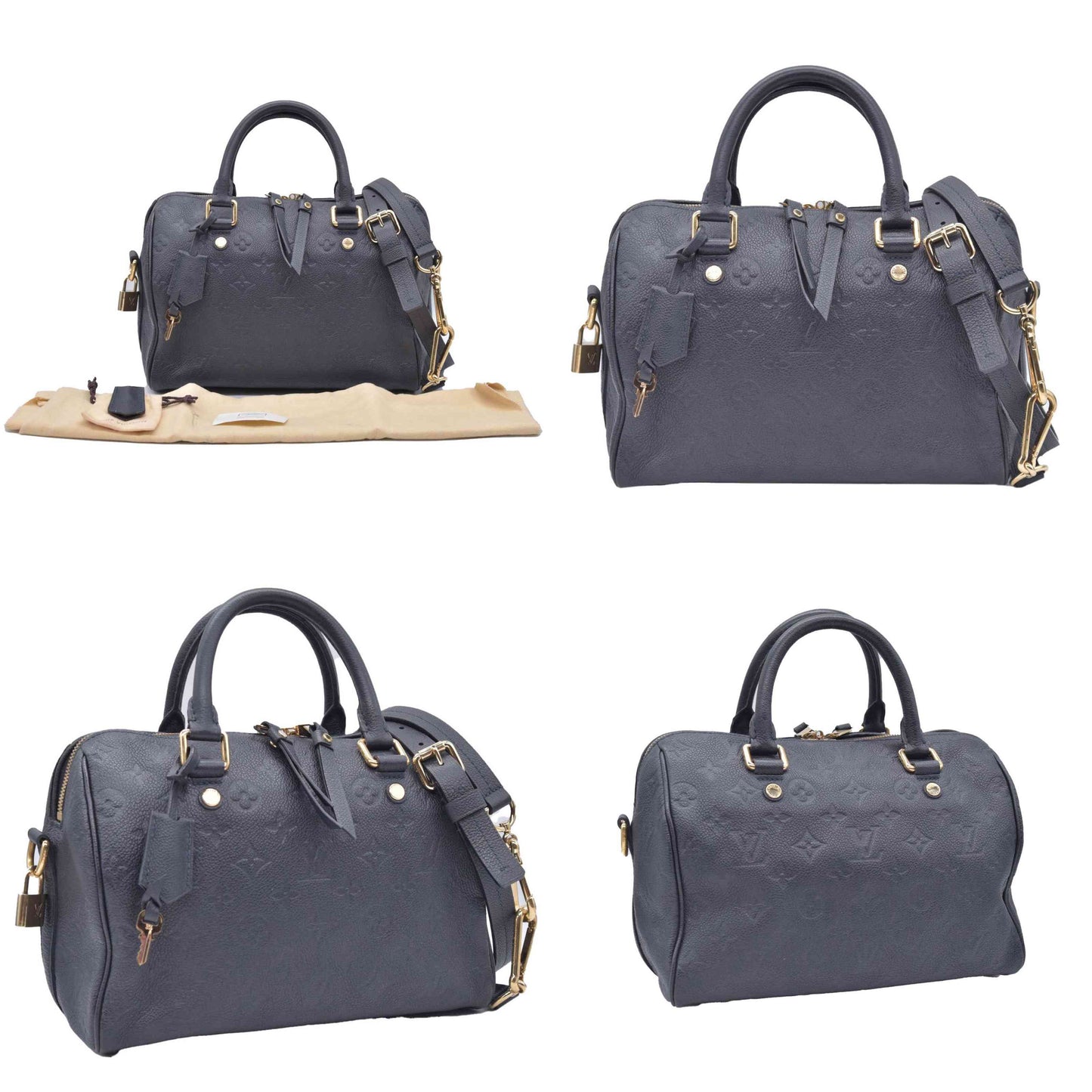 $2610 2013 Louis Vuitton Empreinte Speedy Bandouliere 25 Black DU1183