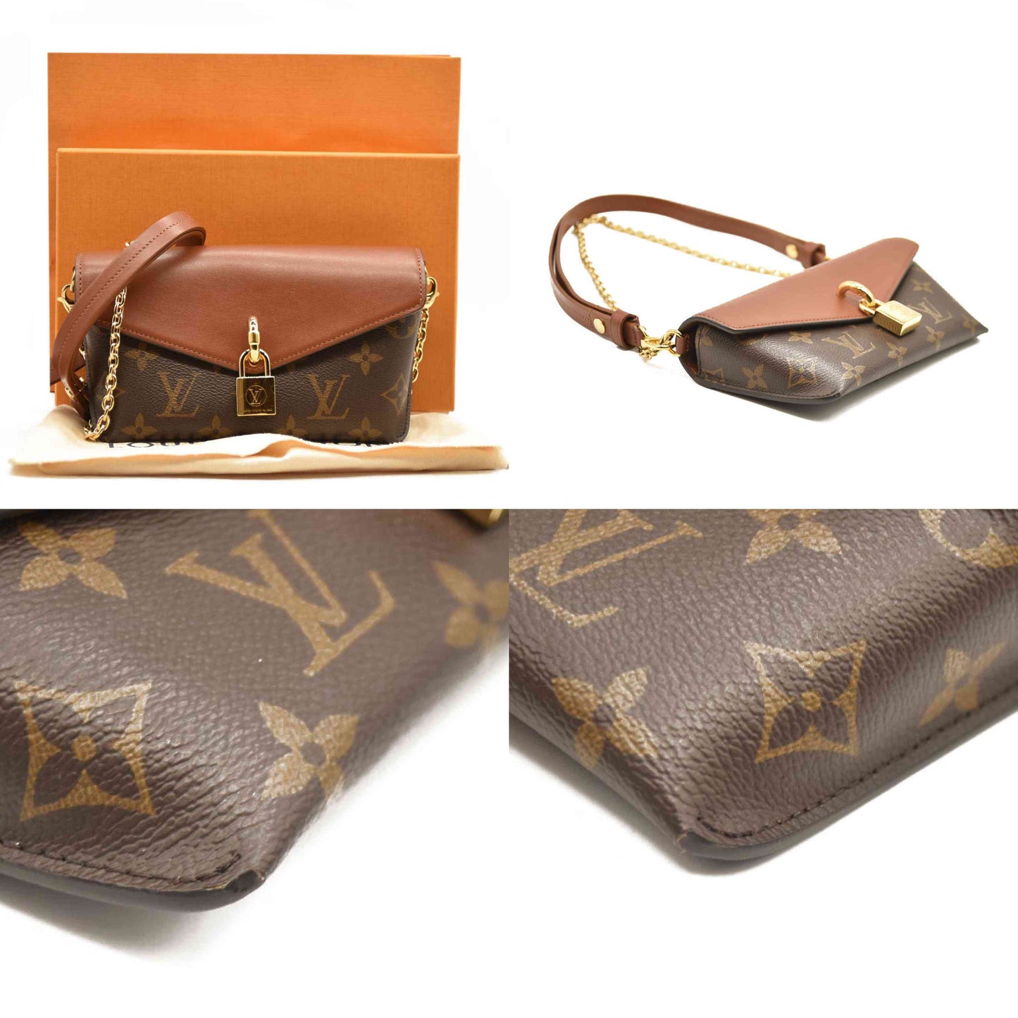 LOUIS VUITTON Padlock On Strap Monogram Shoulder Bag Caramel