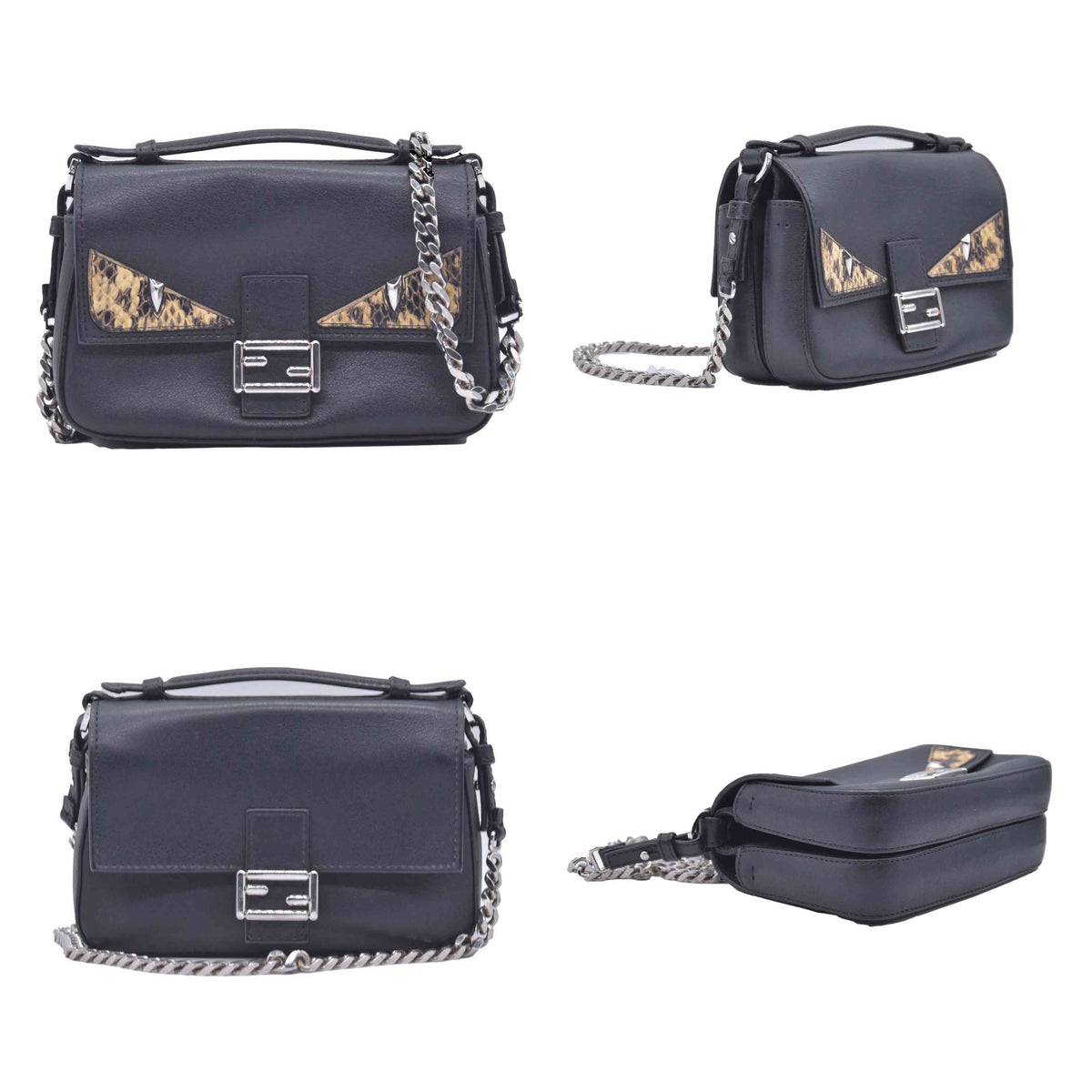 $1850 FENDI Monster Double Micro Baguette Black CONSIGNMENT