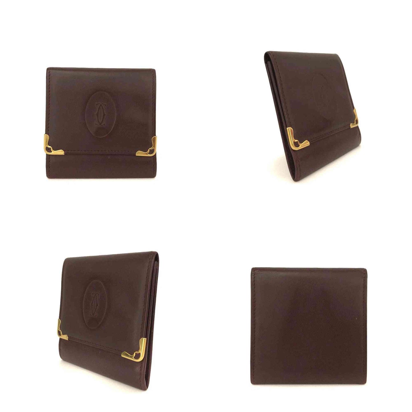 Must de Cartier Leather Coin Purse Wallet Bordeaux