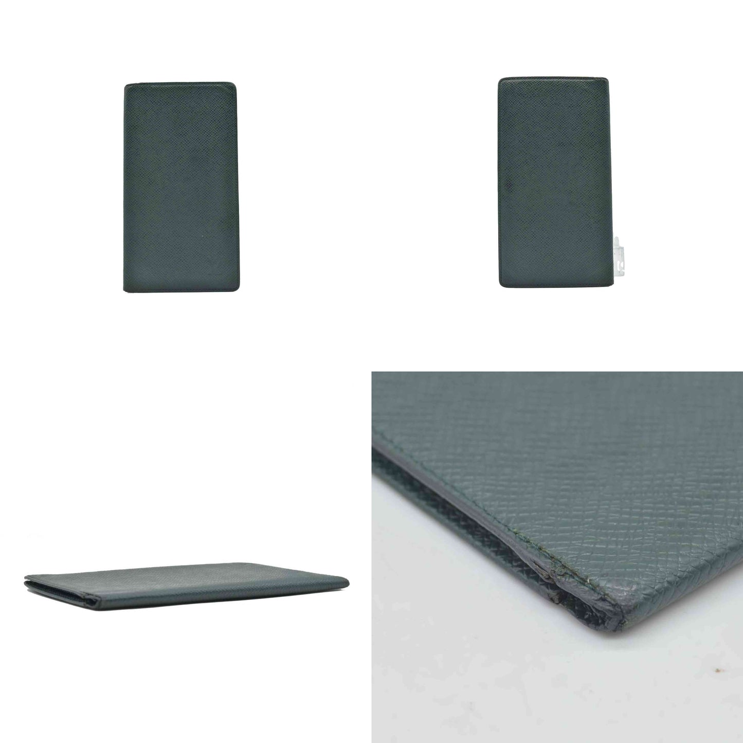 $810 1995 Louis Vuitton Taiga Brazza Wallet Dark Green MI0985 CONSIGNMENT
