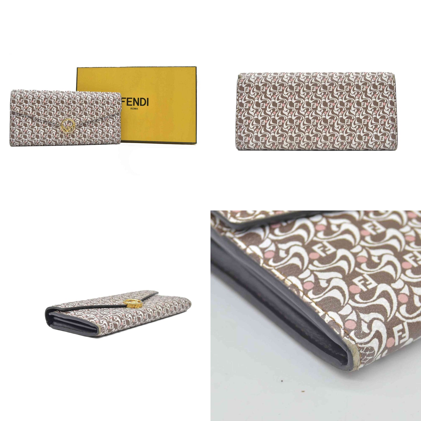 $720 Fendi F Multicolor Baguette leather wallet CONSIGNMENT
