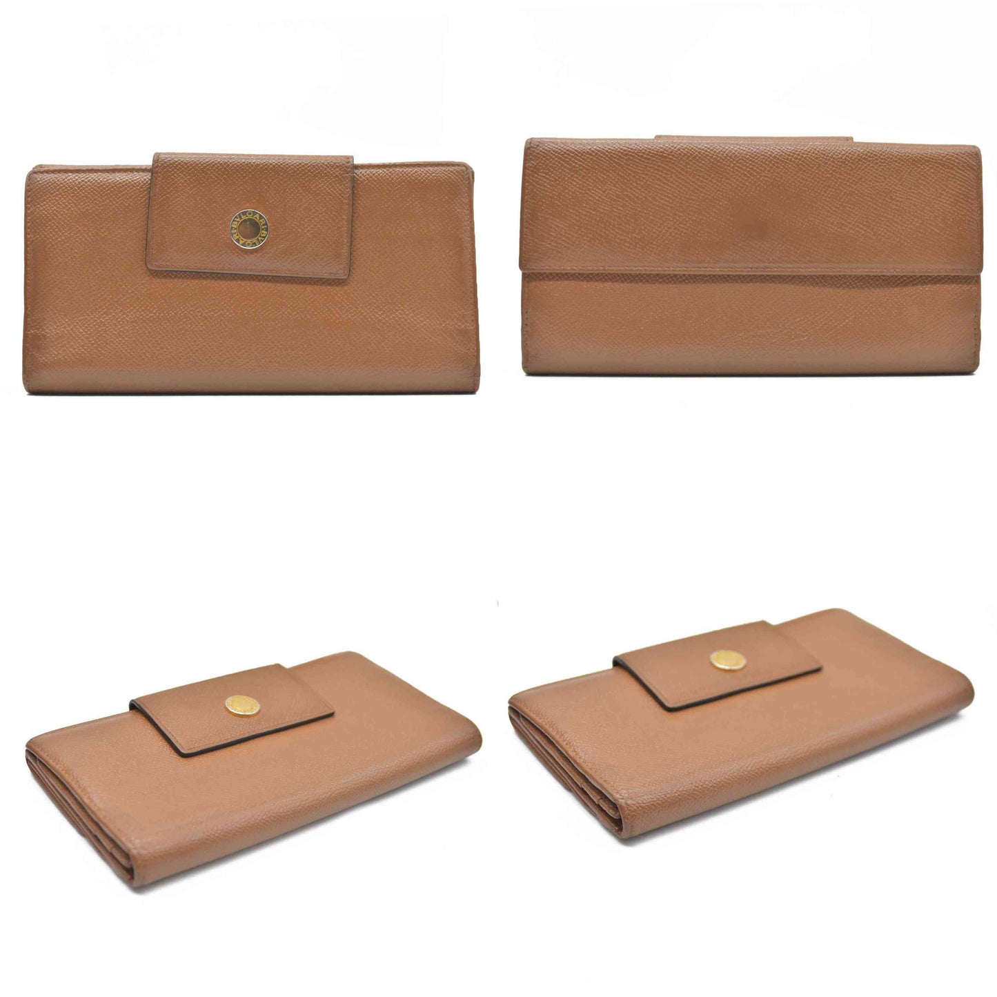 AUCTION $640 BVLGARI Classico Leather Long Bifold Wallet Brown