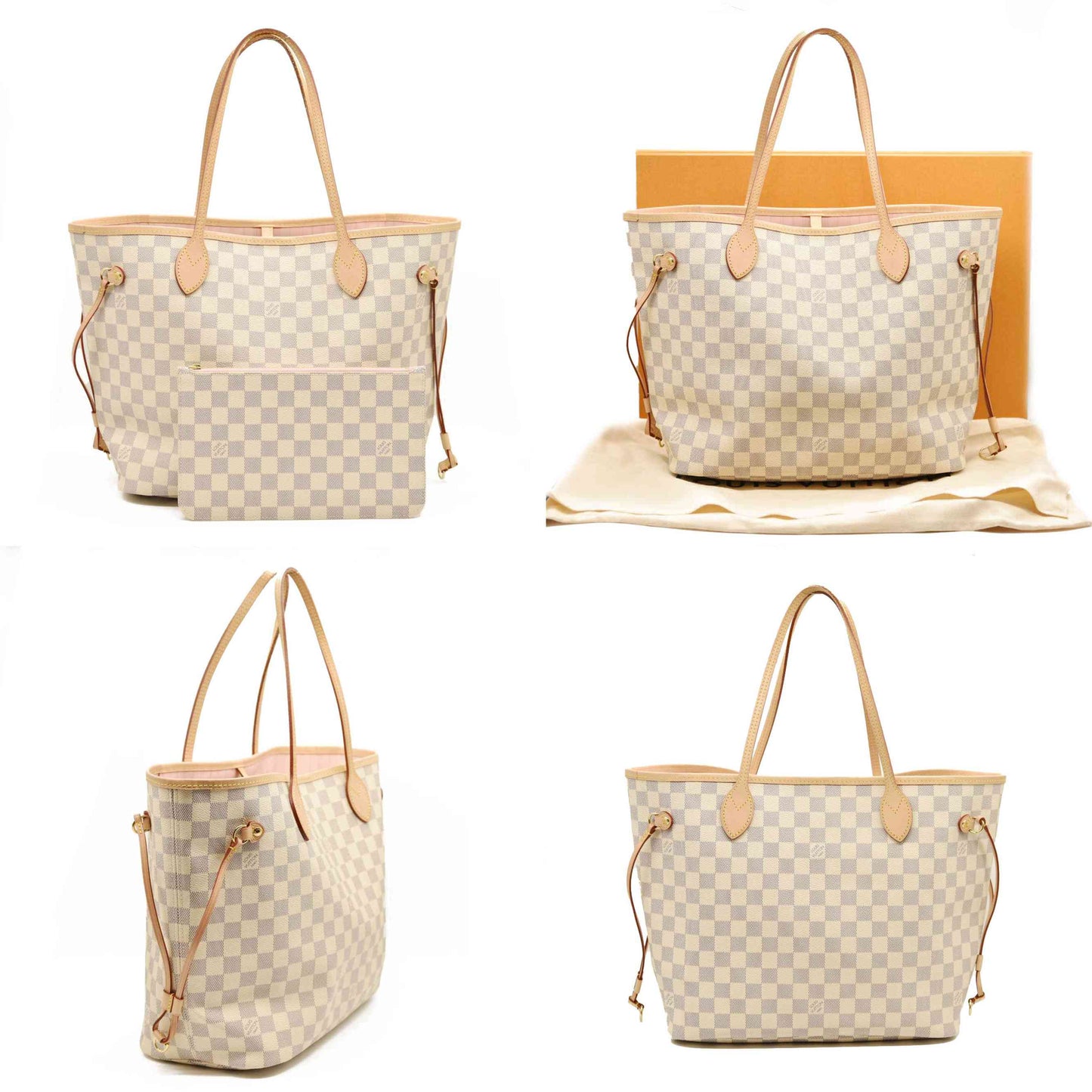 LOUIS VUITTON Damier Azur Neverfull MM Rose Ballerine