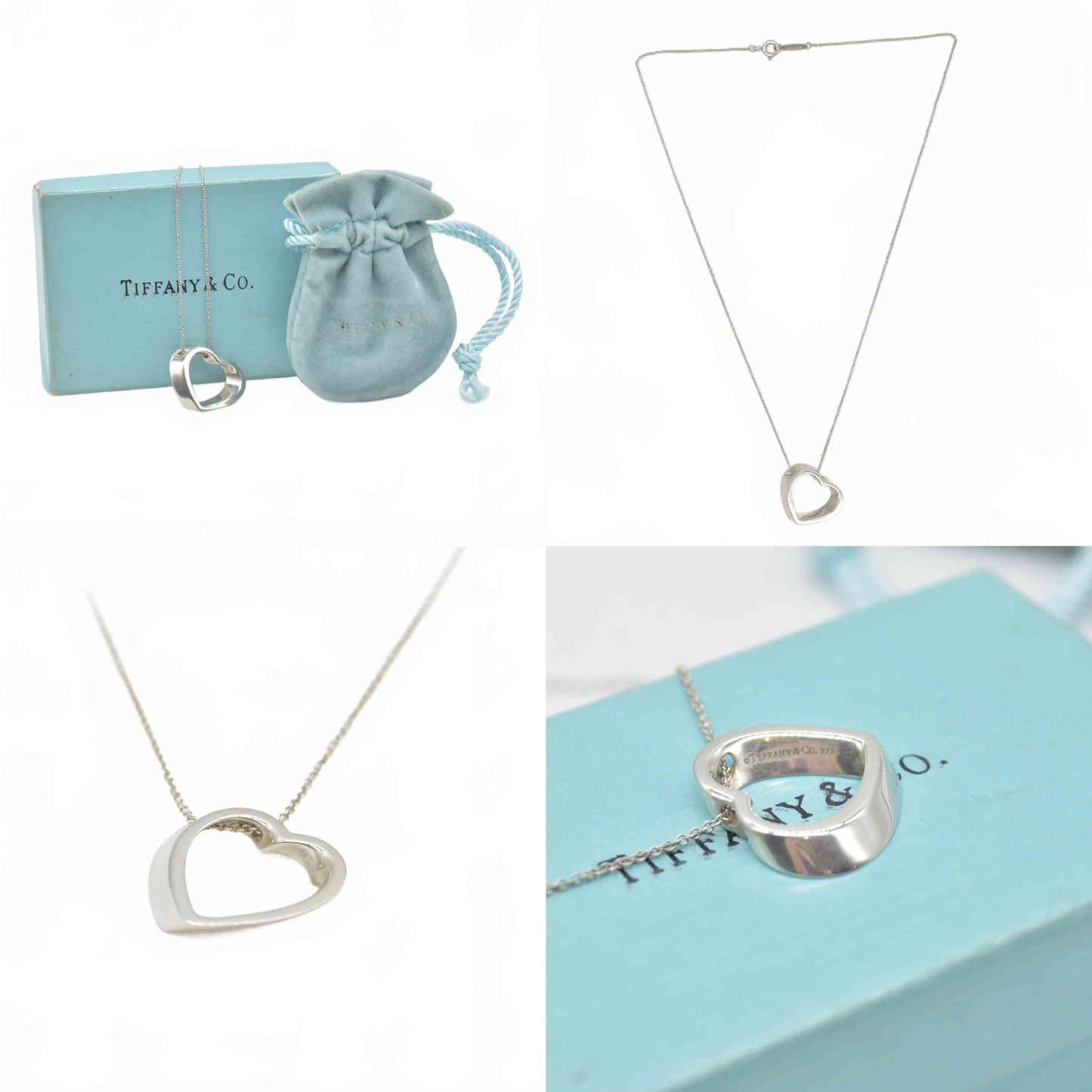 $440 Tiffany & Co Silver Geometric Heart Necklace