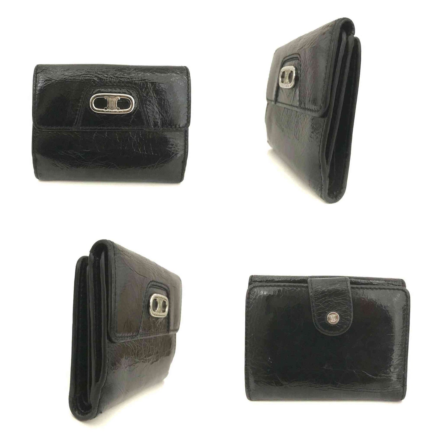CELINE Macadam Patent Leather Bifold Wallet Black