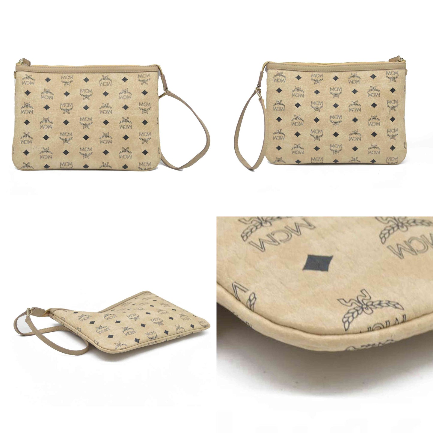 $700 MCM Tote Pouch Beige