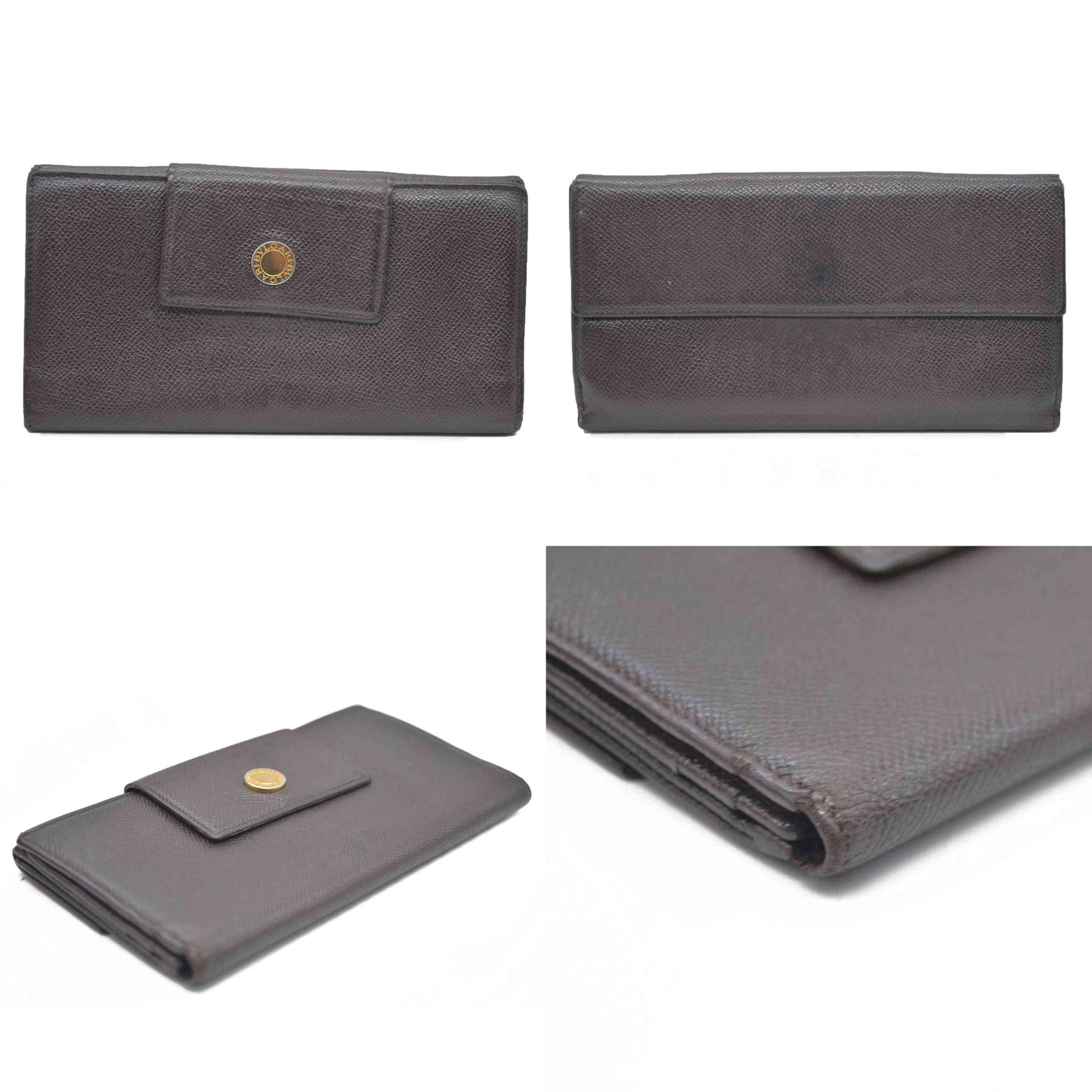 BVLGARI $640 Classico Leather Bifold Long Wallet Brown/7BH0176