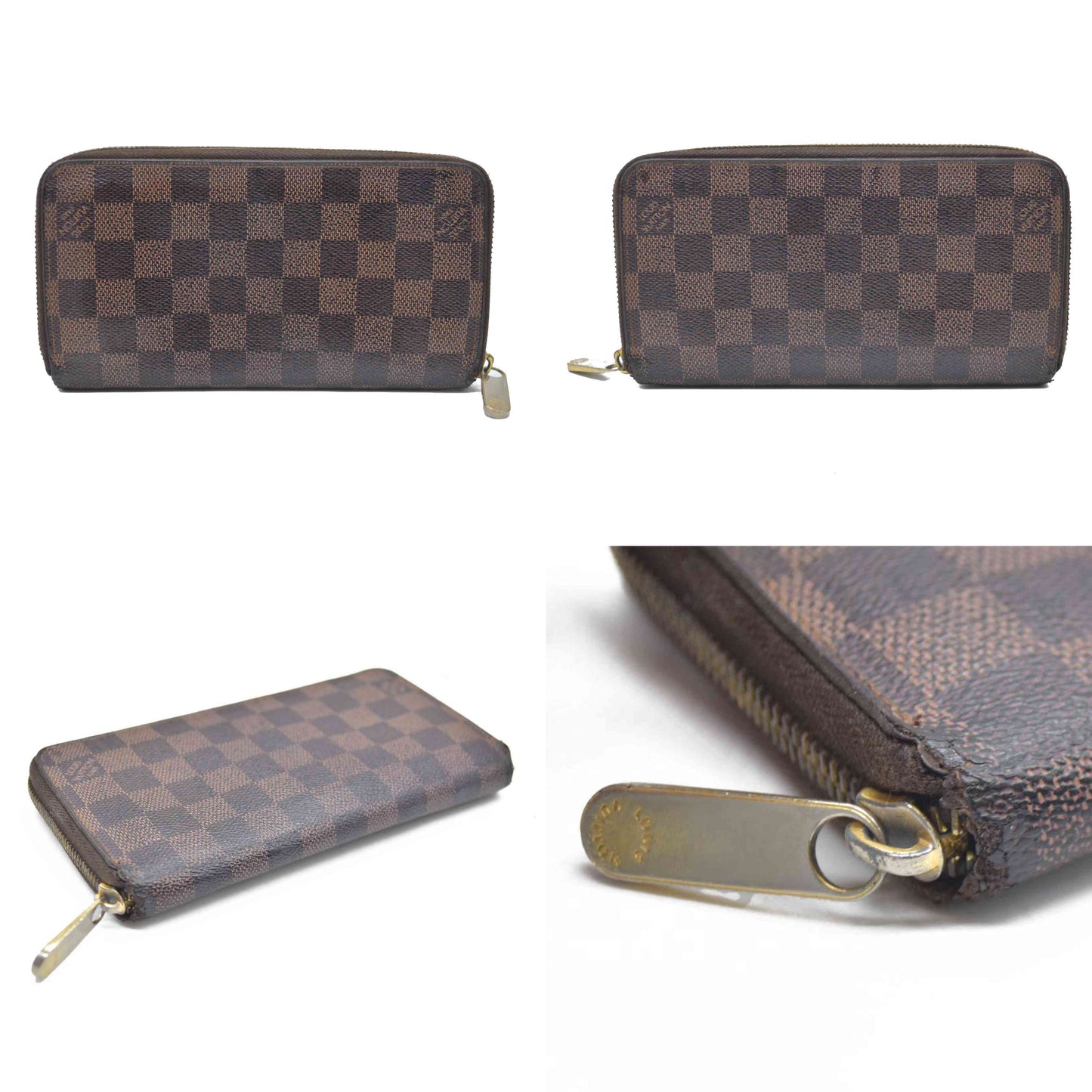 AUCTION $915 Louis Vuitton Damier Ebene Zippy Wallet
