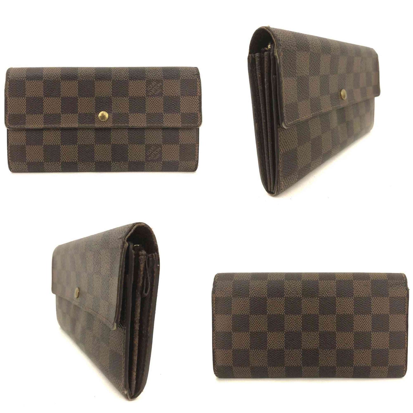 Louis Vuitton Damier Porte Feuille Sarah Long Bifold Wallet Brown CA0025