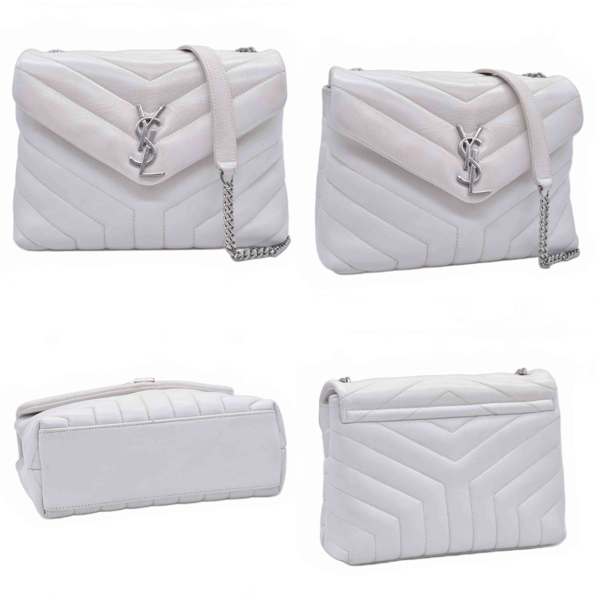 $2730 Saint Laurent Small Loulou Shoulder Bag White 10021139