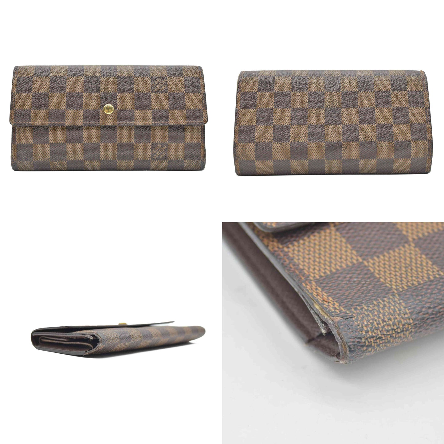 $775 2003 Louis Vuitton Damier Ebene Sarah Wallet CONSIGNMENT TH0063