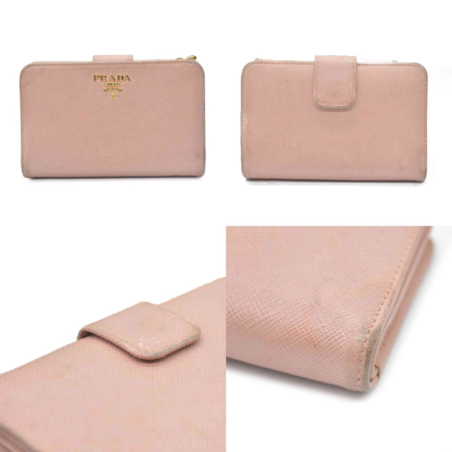 PRADA Saffiano Leather Bifold Wallet Purse Pink