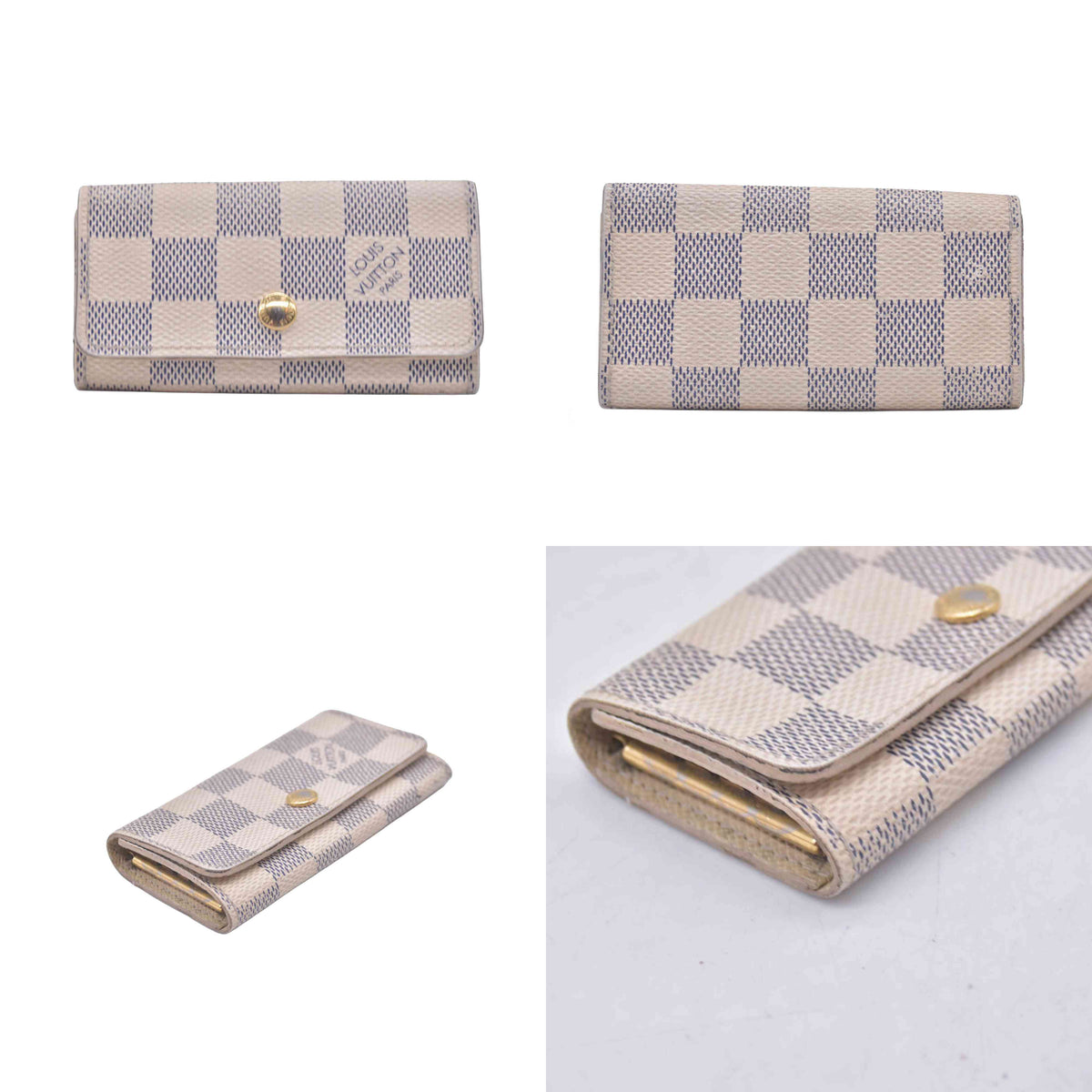 $345 2013 LOUIS VUITTON  Damier Azur Multicles 4 Key Holder CT3103 CONSIGNMENT 10020961