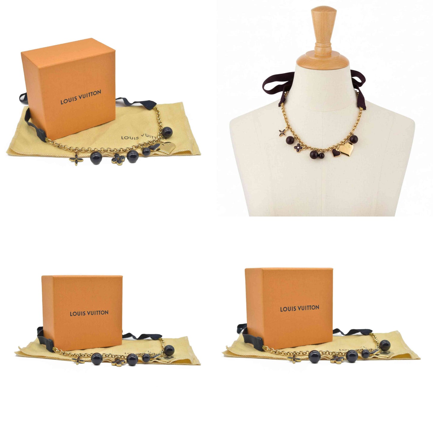 Louis Vuitton Golden Metal and Navy Pendant Necklace CONSIGNMENT