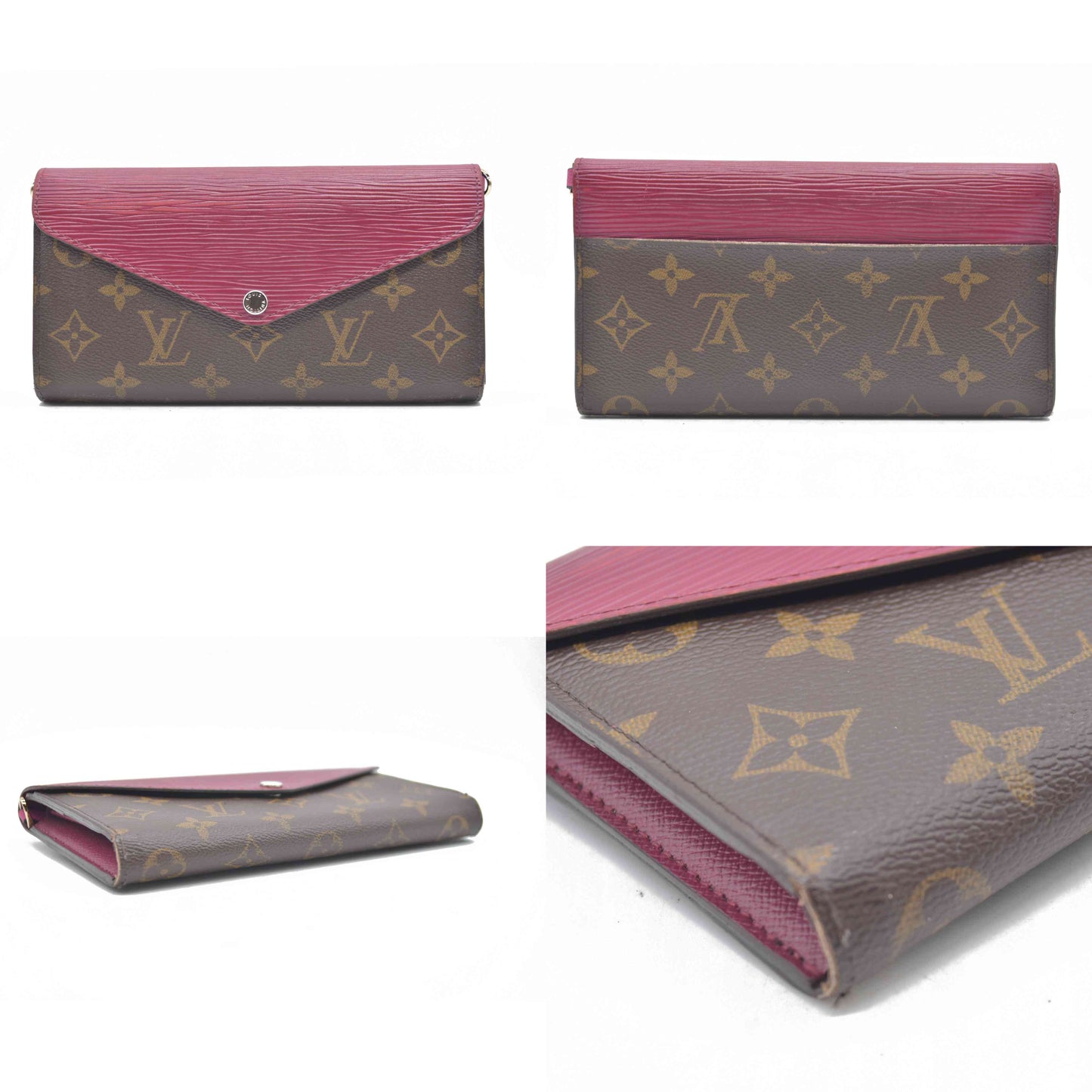 $805 Louis Vuitton Monogram Epi Marie-Lou Long Wallet Fuchsia CONSIGNMENT CA3115