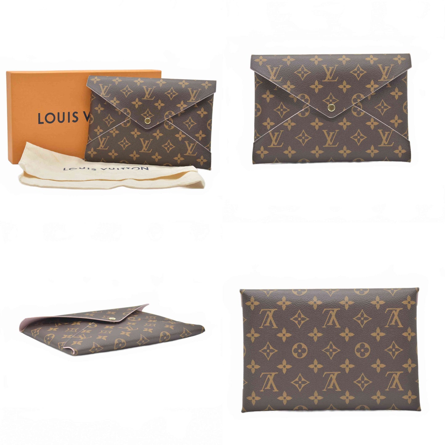 $810 LOUIS VUITTON Monogram Large Kirigami Pochette Insert Rose Ballerine RFID
