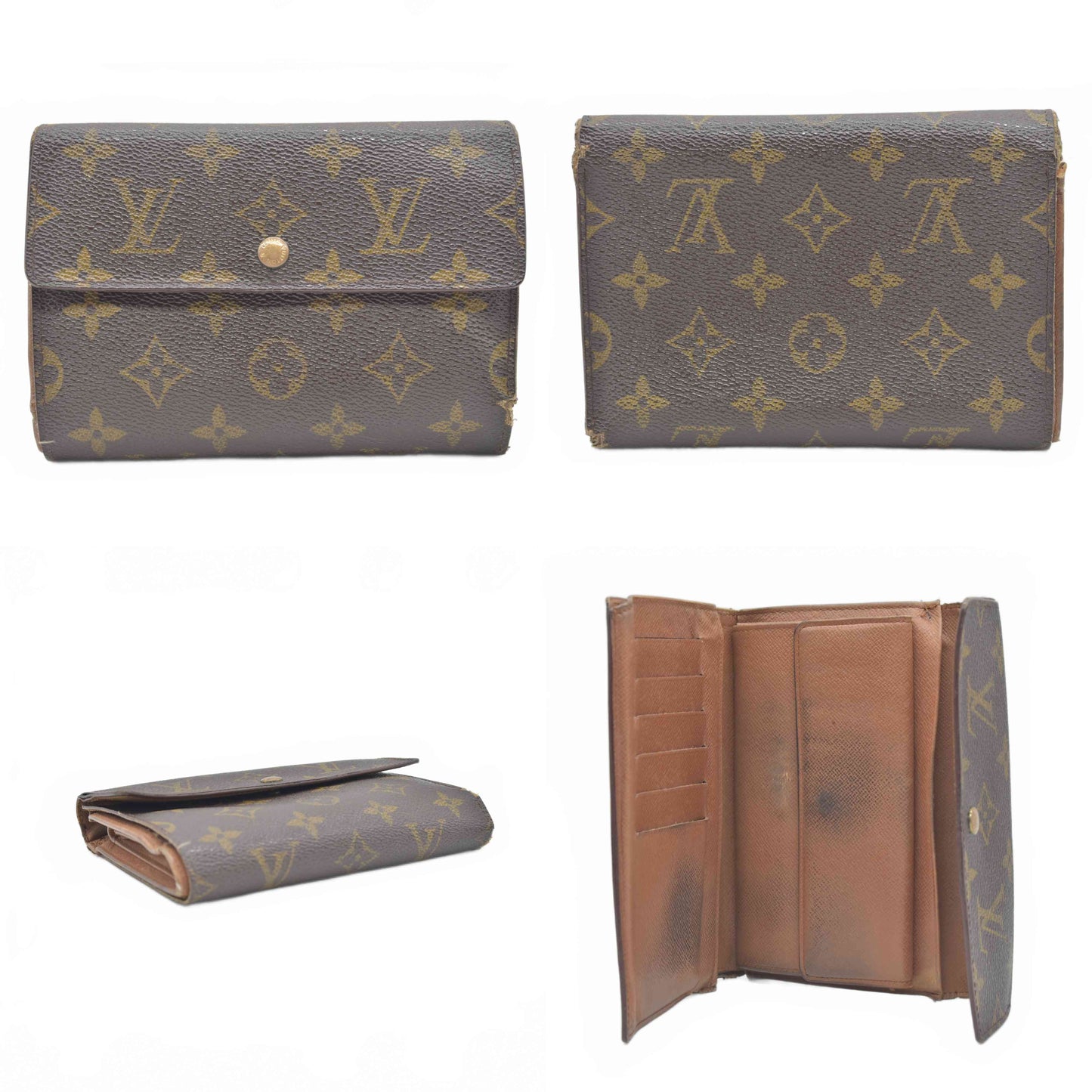 $635 1994 WELL WORN Louis Vuitton Monogram Porte Tresor Etui Papiers Wallet  MI0994