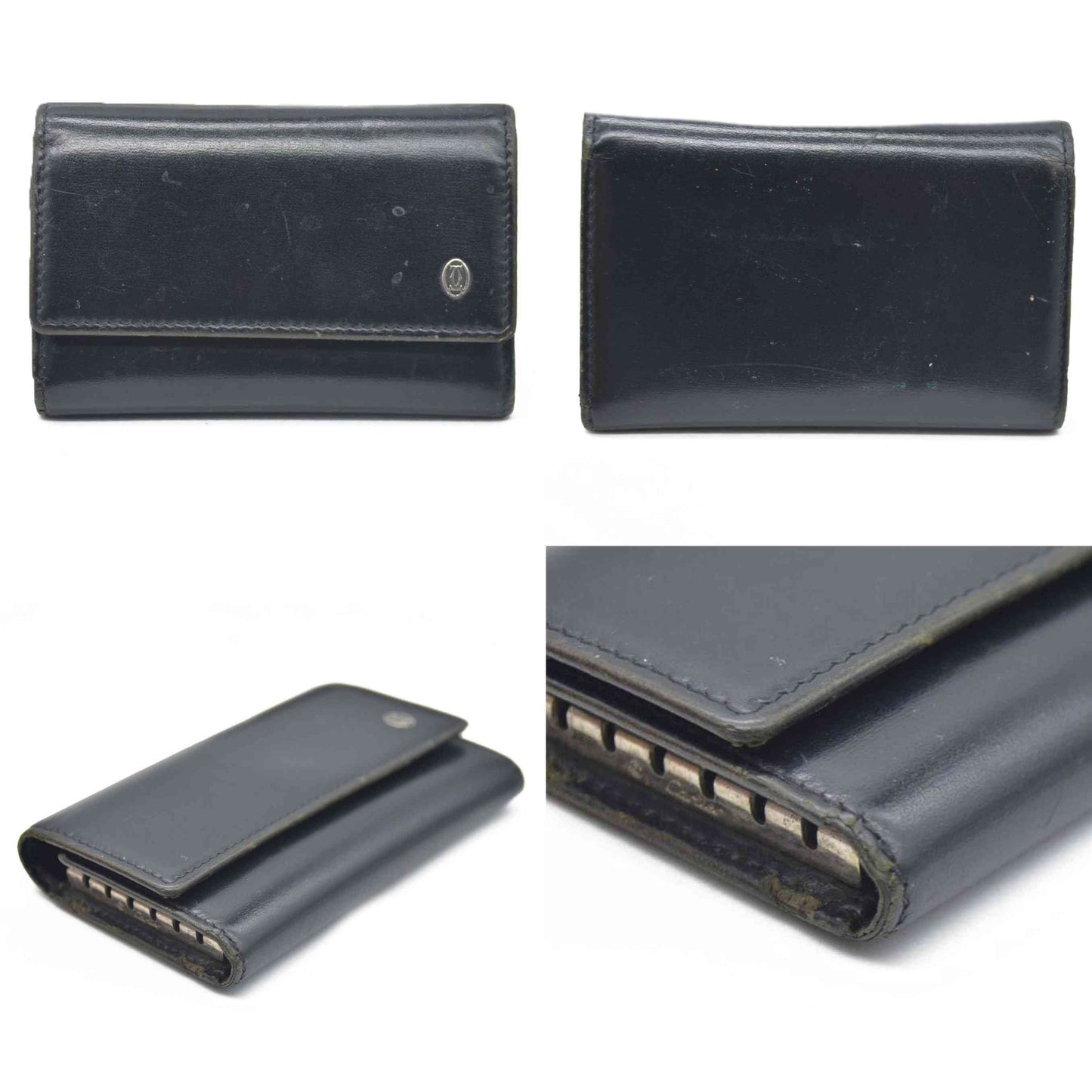 AUCTION $390 Pasha de Cartier Leather 6 Ring Key Case Black