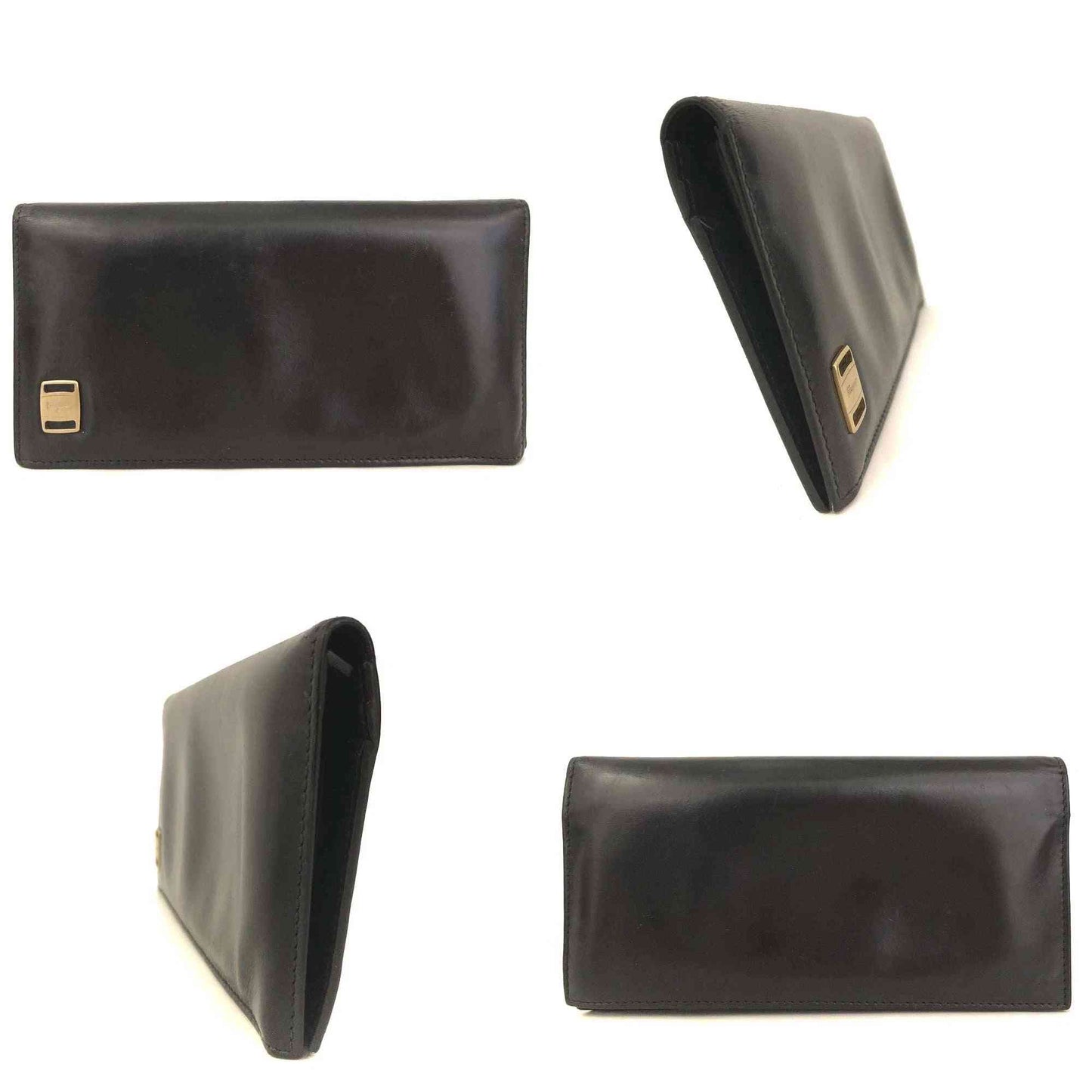 Salvatore Ferragamo Vara Leather Long Bifold Wallet Black