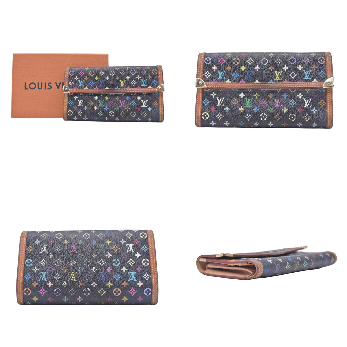 $950 2005 LOUIS VUITTON x Takashi Murakami Monogram Multicolor Porte Tresor International Wallet TH0055 CONSIGNMENT 10021178
