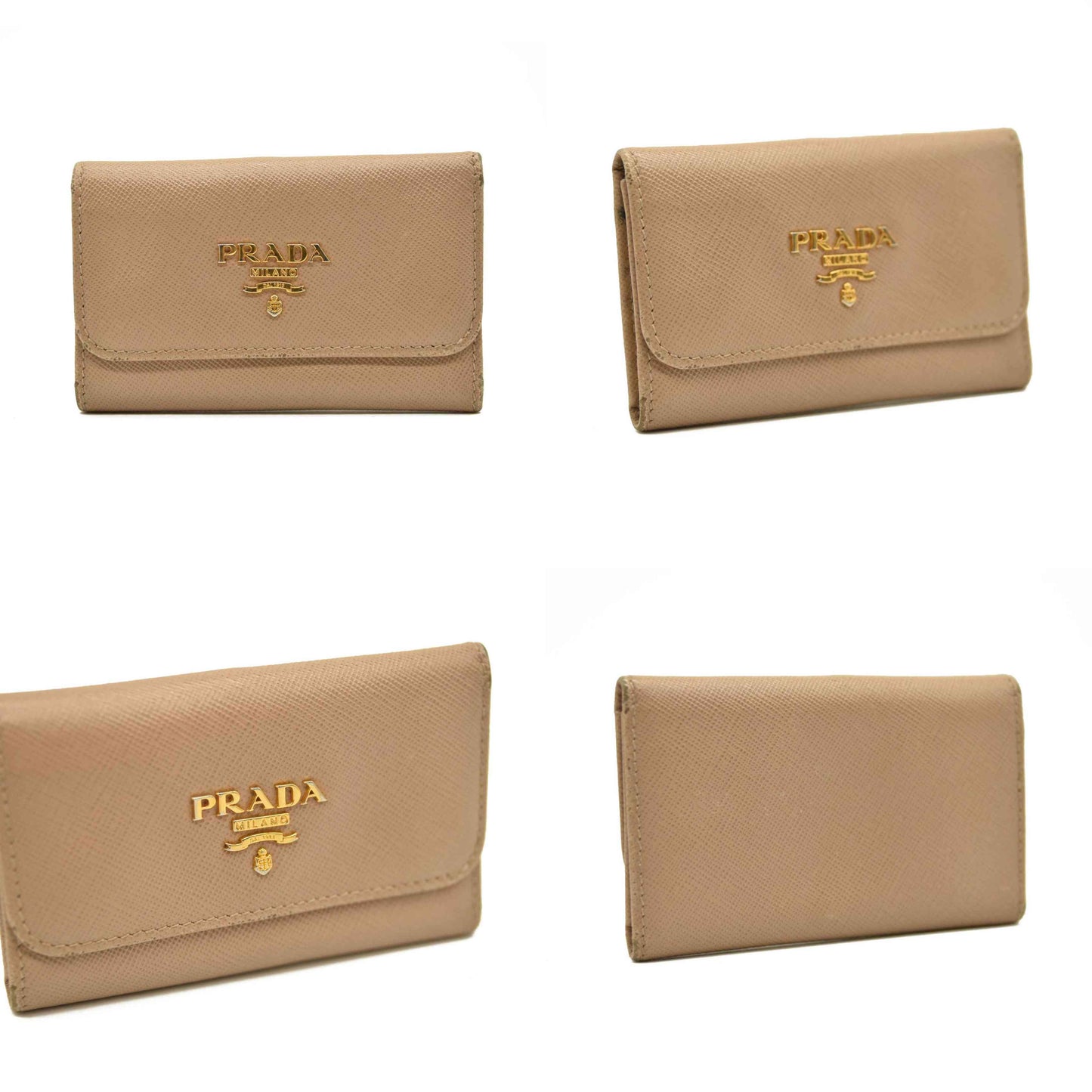 Prada  Saffiano 4 Key Holder Beige