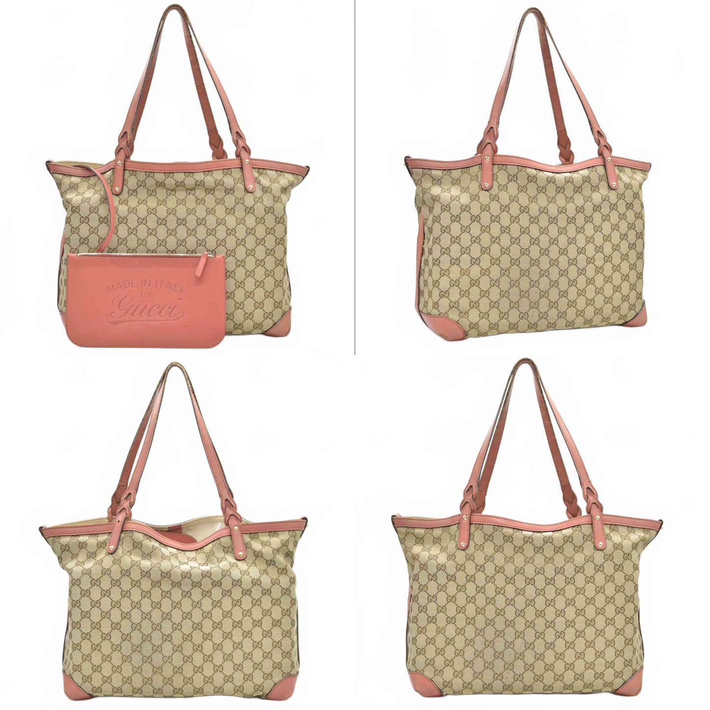 $1040 Gucci Monogram Medium Supreme Craft Tote Red