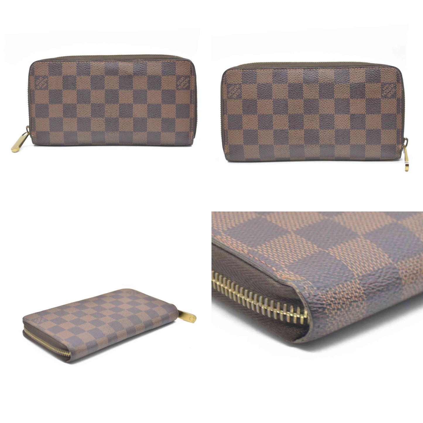 Louis Vuitton Damier Zippy Zip Around Long Wallet Purse Brown CA1162 $915