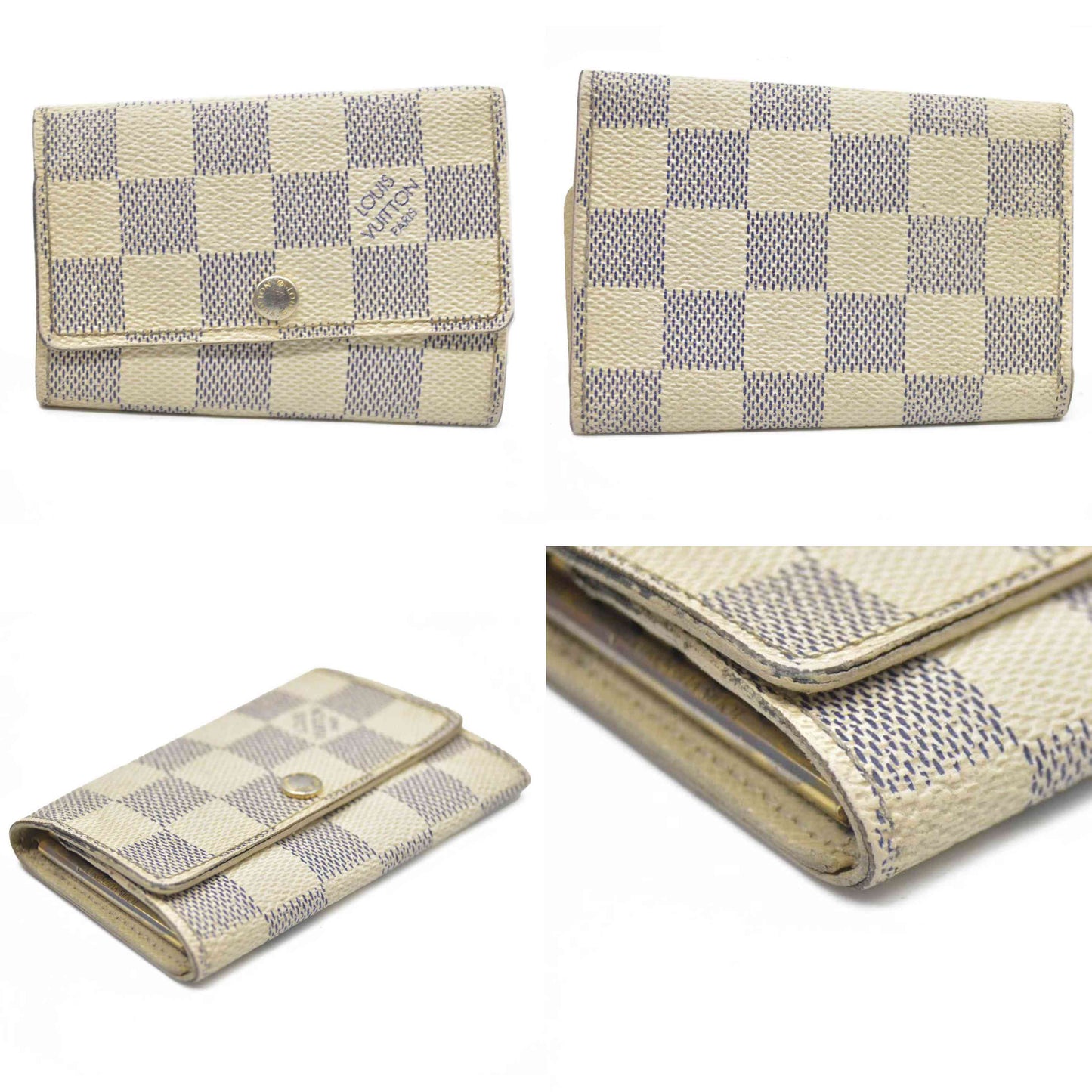 AUCTION $345 Louis Vuitton Damier Azur Multicles 6 Ring Key Case White CT3028