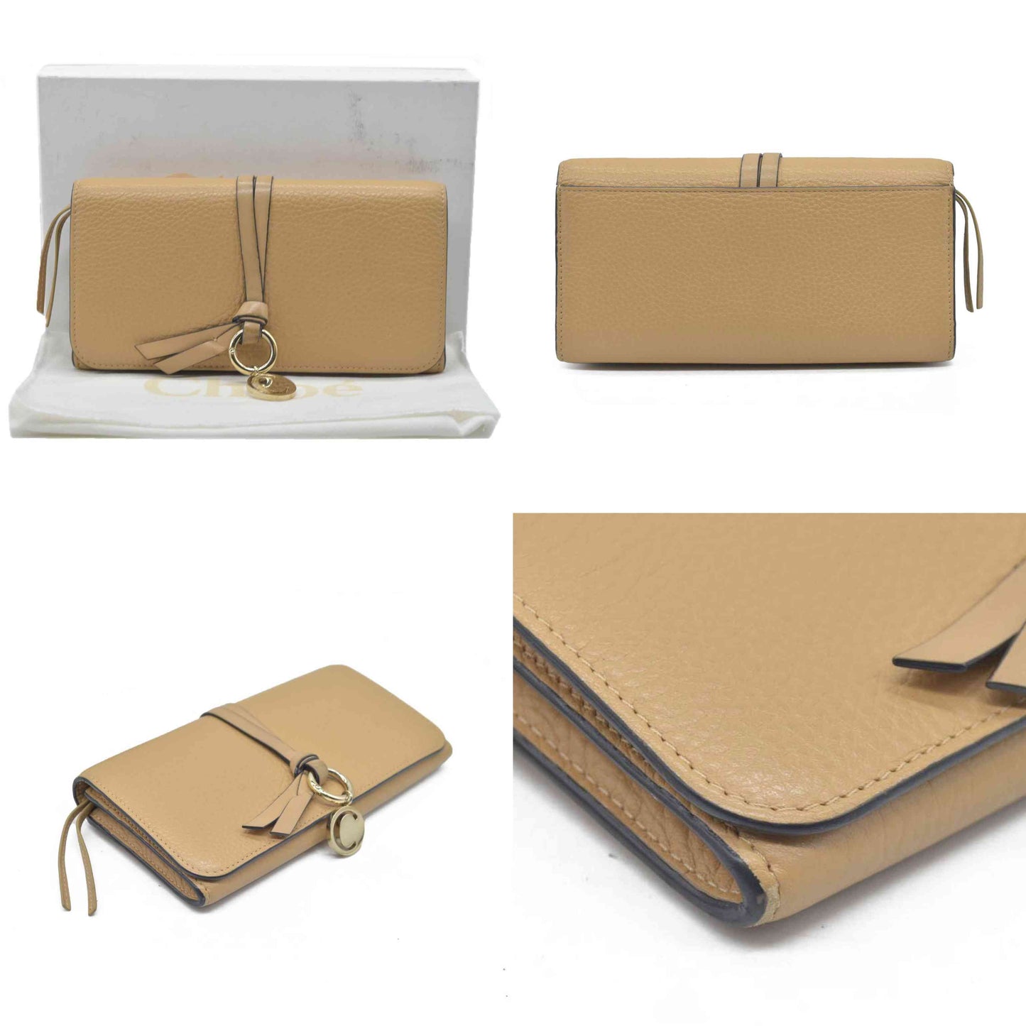 $495 Chloe Alphabet Leather Bifold Long Wallet