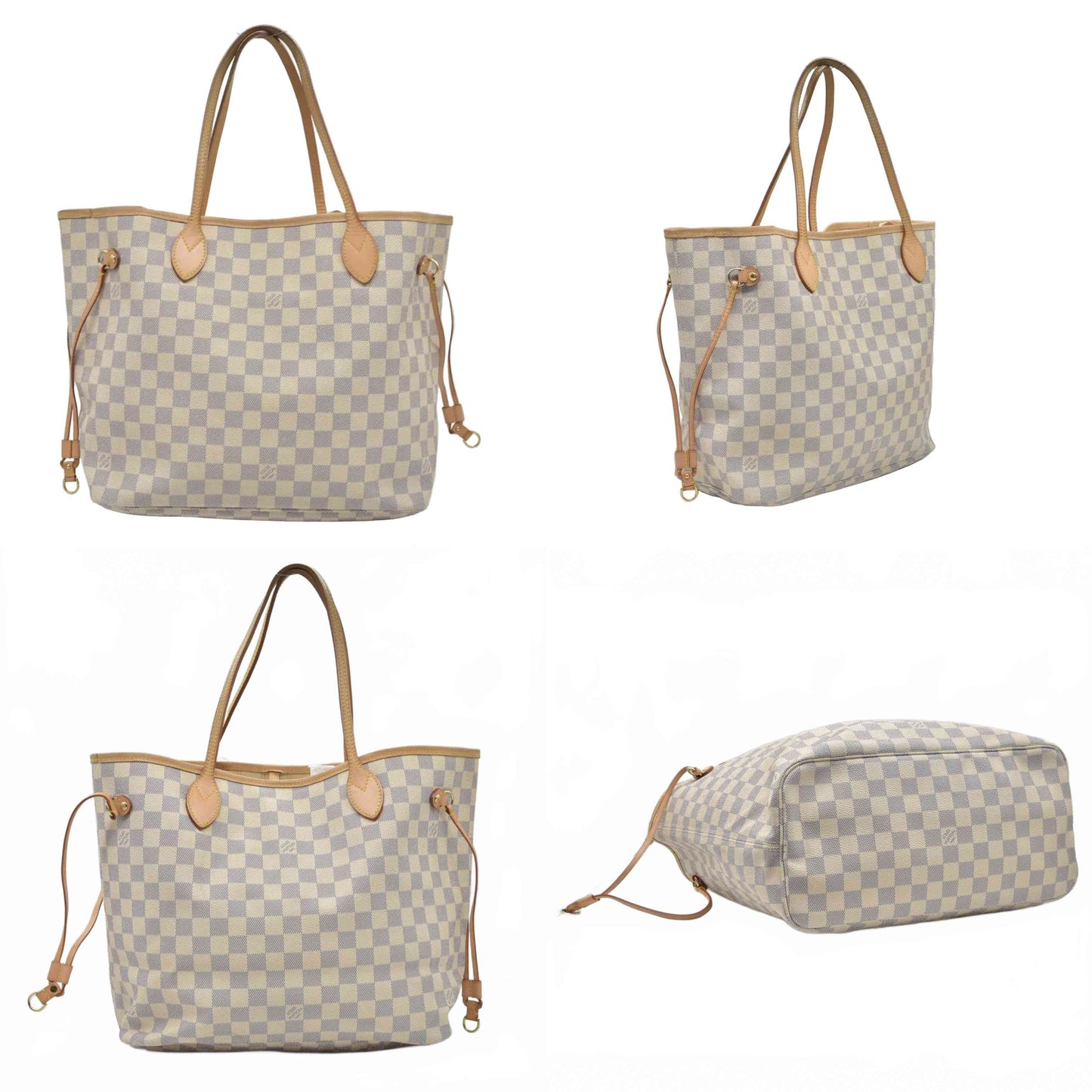 $2170 Louis Vuitton Damier Azur Neverfull MM AR1120 2010
