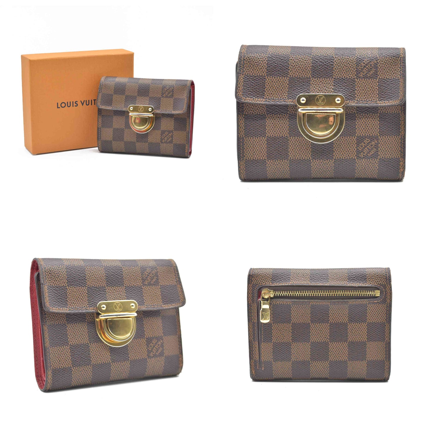$705 CA1005 2005 Louis Vuitton Damier Ebene Koala Compact Wallet