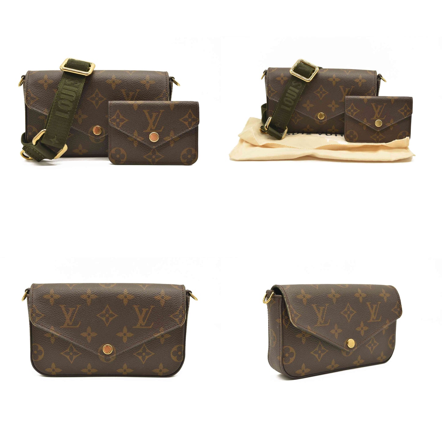 LOUIS VUITTON Monogram Felicie Strap & Go Kaki RFID