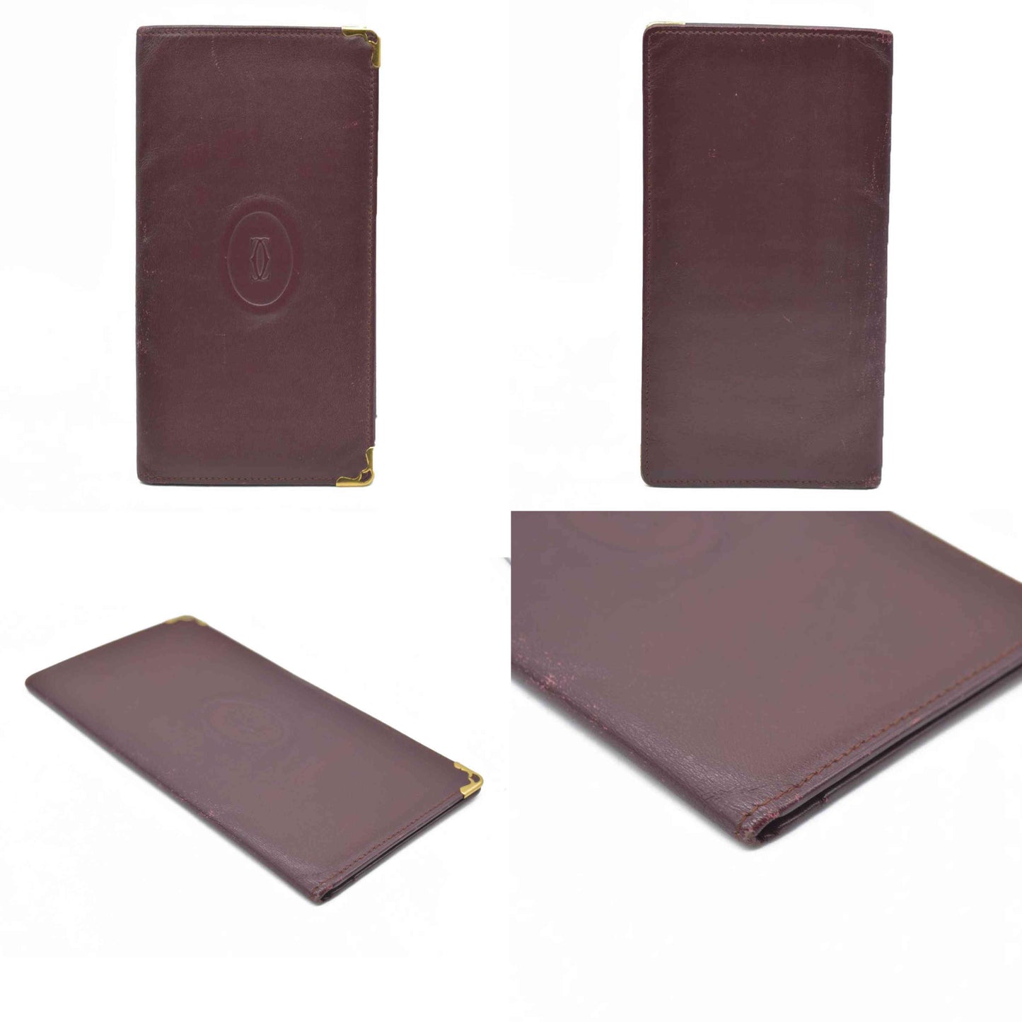 Cartier Vintage Burgundy Bifold Leather Wallet