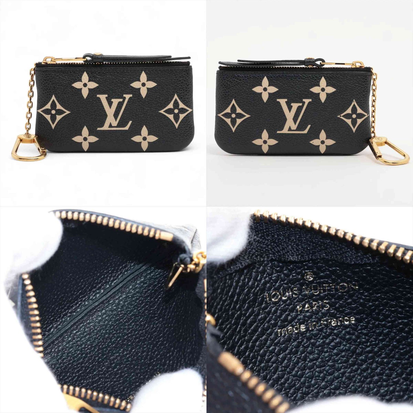 $530 RFID Louis Vuitton Empreinte Monogram Giant Key Pouch Black Beige