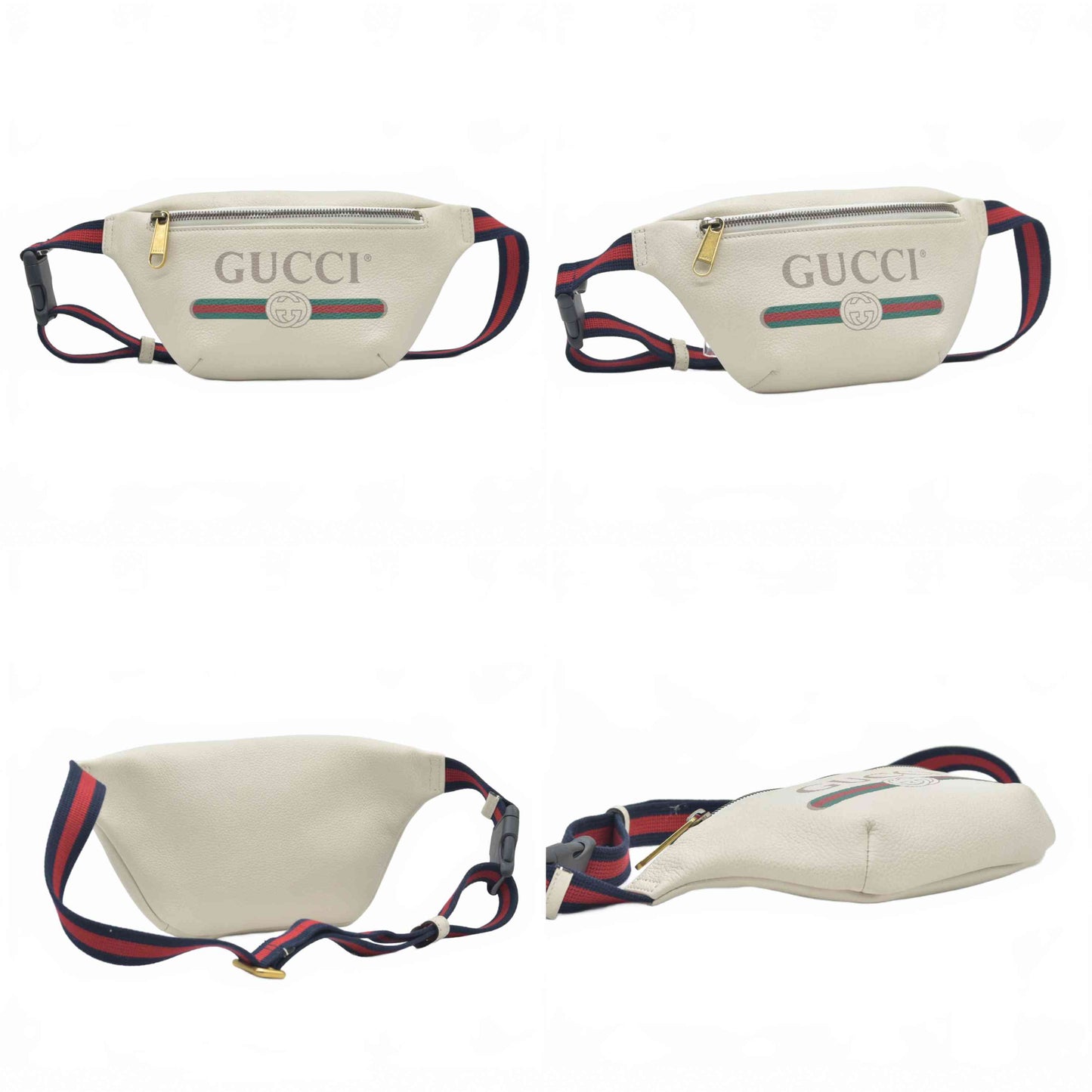 Gucci Grained Calfskin Small Logo Belt Bag White CONSIGNMENT