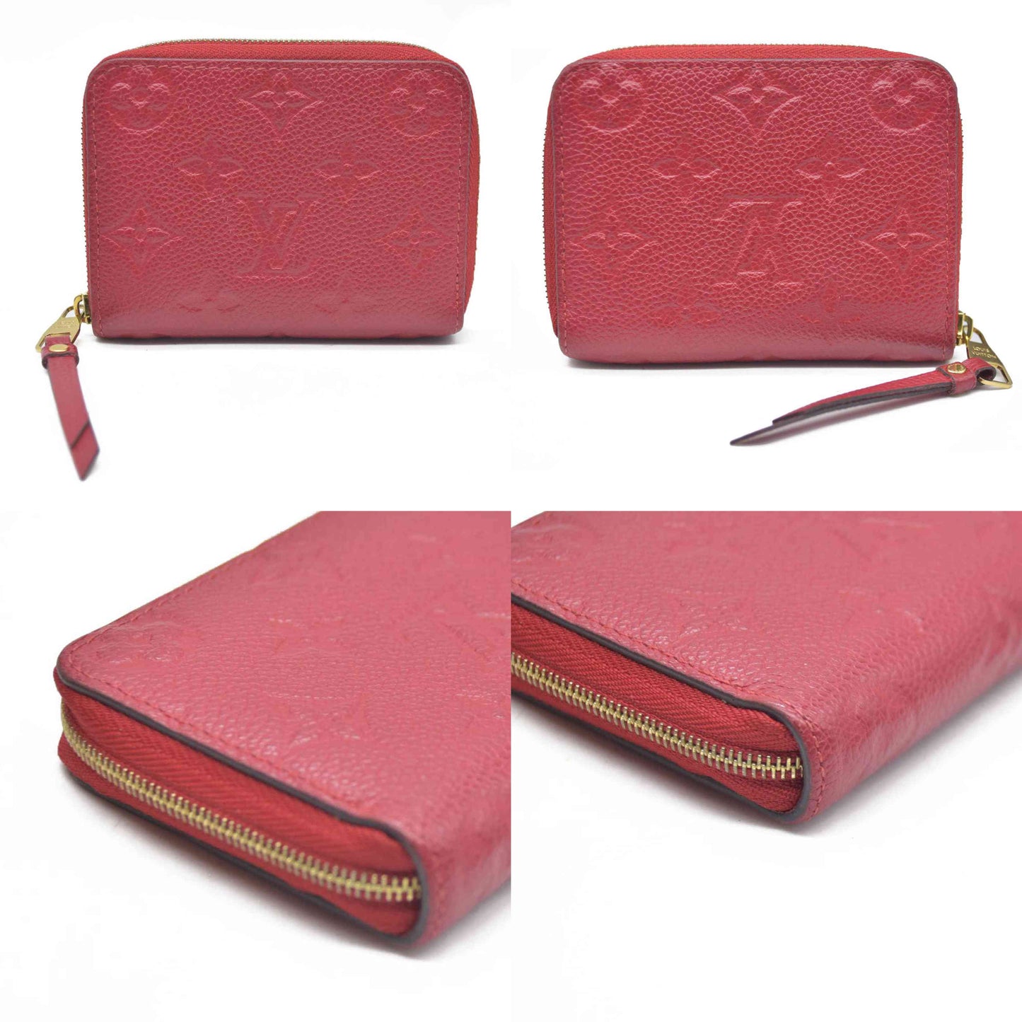 AUCTION $740 Louis Vuitton Monogram Empreinte Zippy Zip Around Wallet Coin Purse Red TN4129