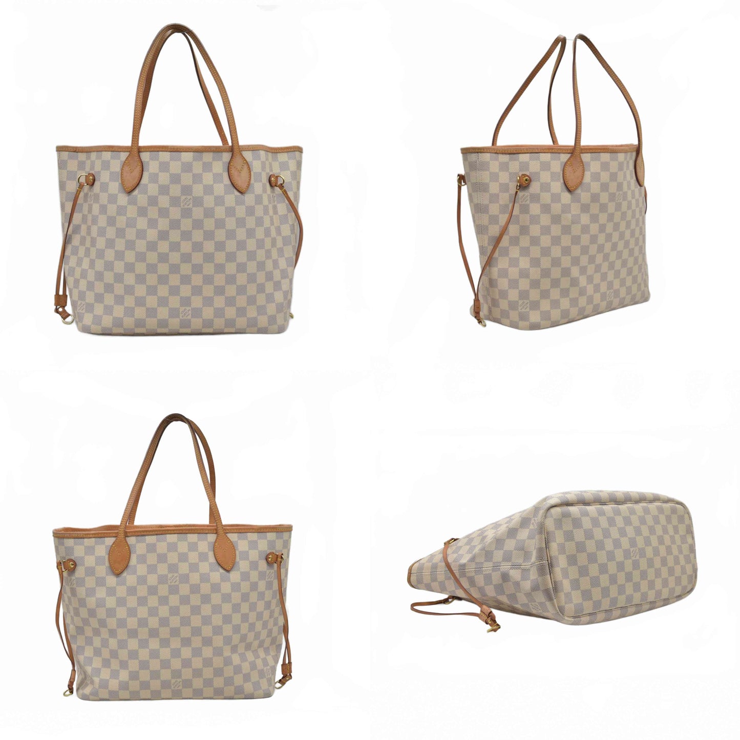 $2170 Louis Vuitton Damier Azur Neo Neverfull MM Rose Ballerine RFID