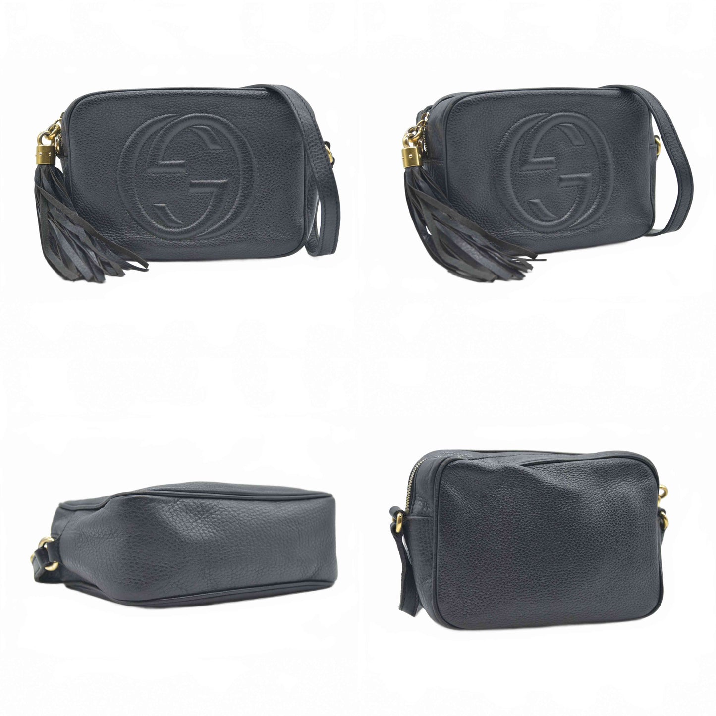 $1490 GUCCI Soho Shoulder Bag Black Leather Used Crossbody
