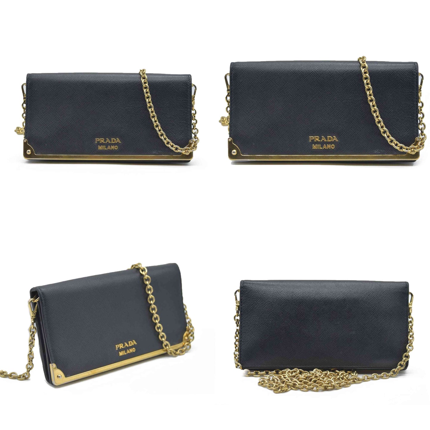 AUCTION $1450 Prada Saffiano Mini Cahier Crossbody Bag Black