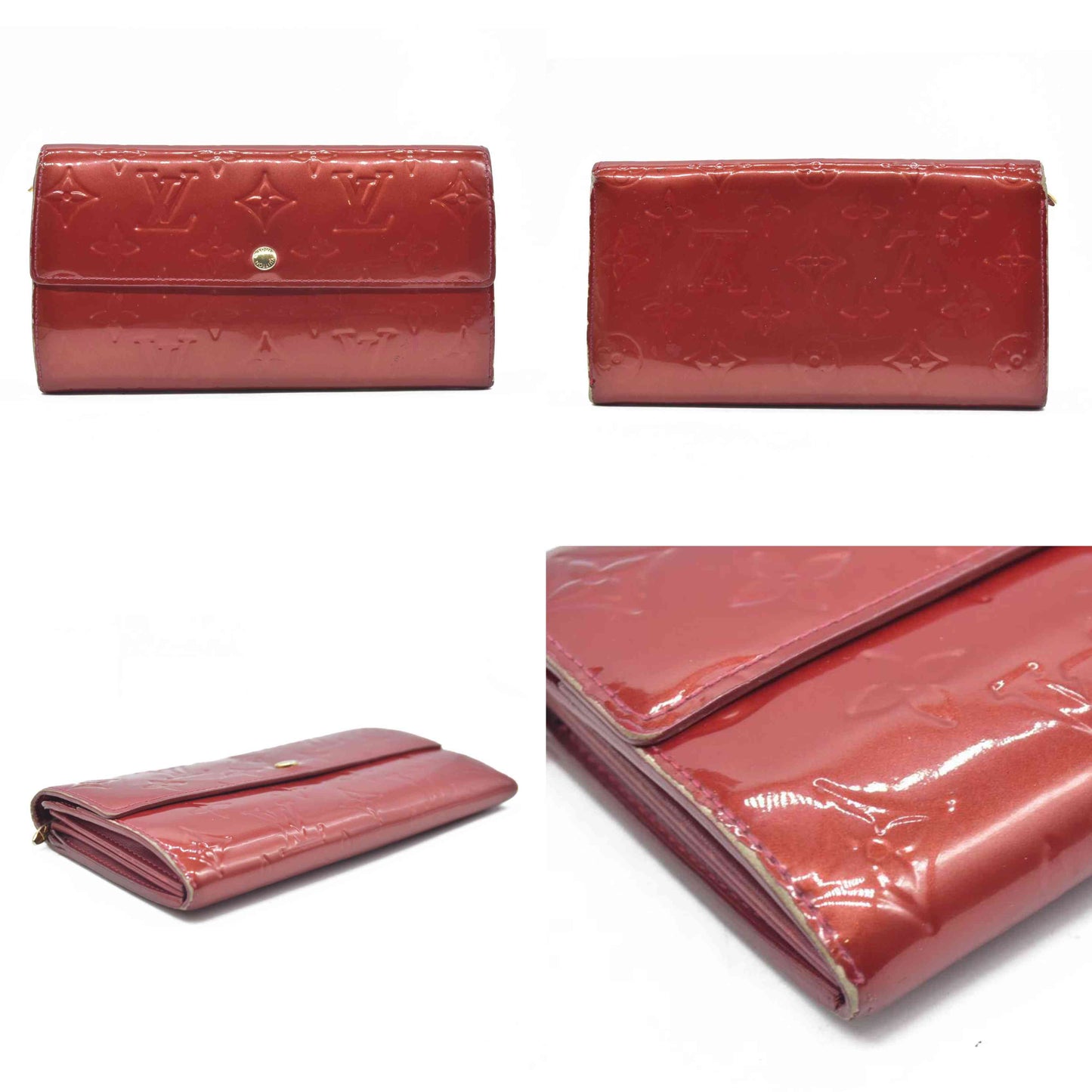 $725 Louis Vuitton Monogram Vernis Porte Feuille Sarah Long Bifold Wallet TH4079