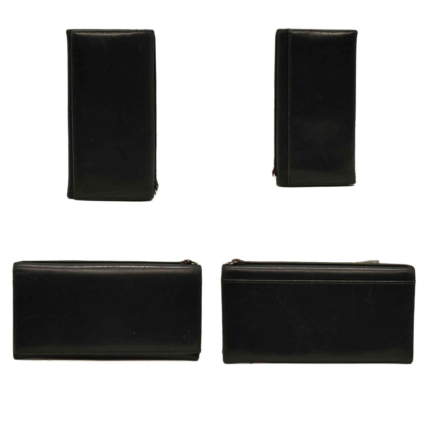 GUCCI Logo Leather Long Bifold Wallet Black