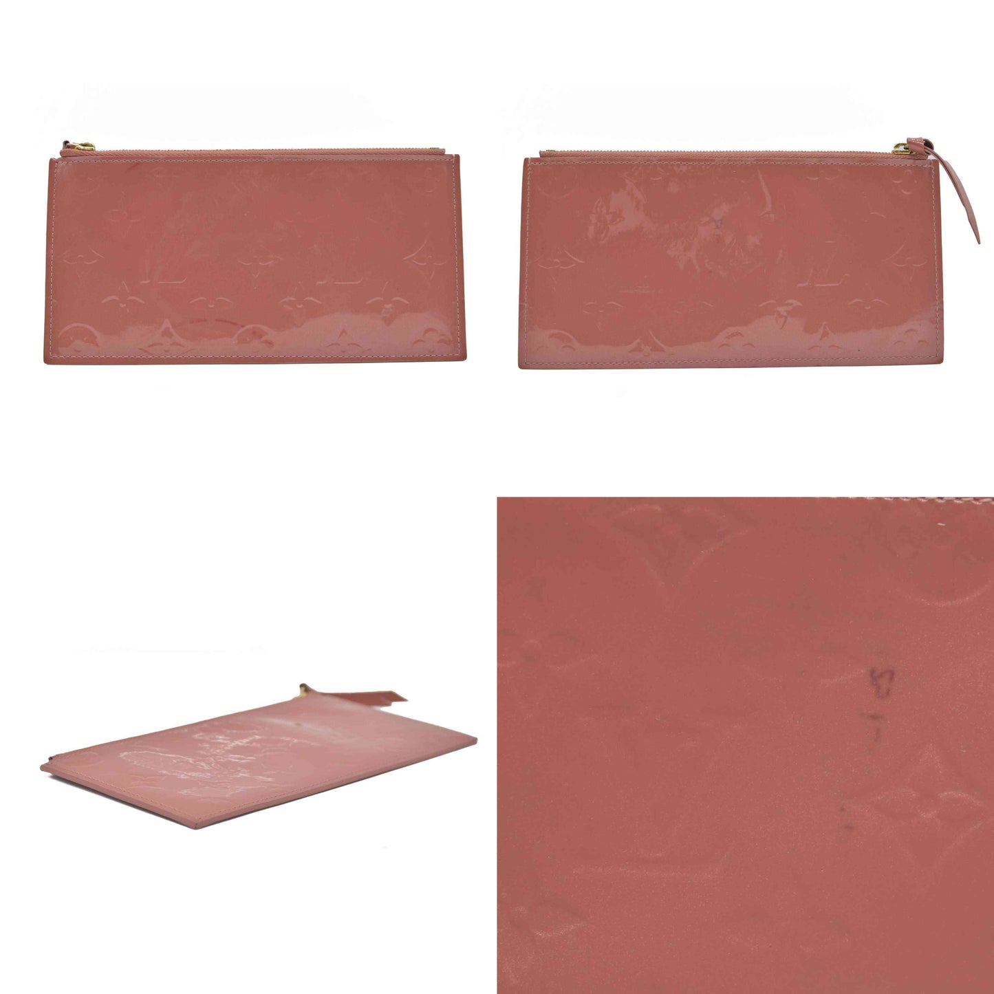 $500 Louis Vuitton Vernis Valentine Dog Pochette Felicie Chain Wallet Pink Zip Pouch