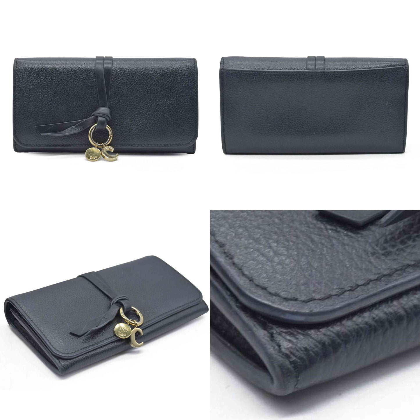 $495 Chloe Alphabet Leather Bifold Long Wallet