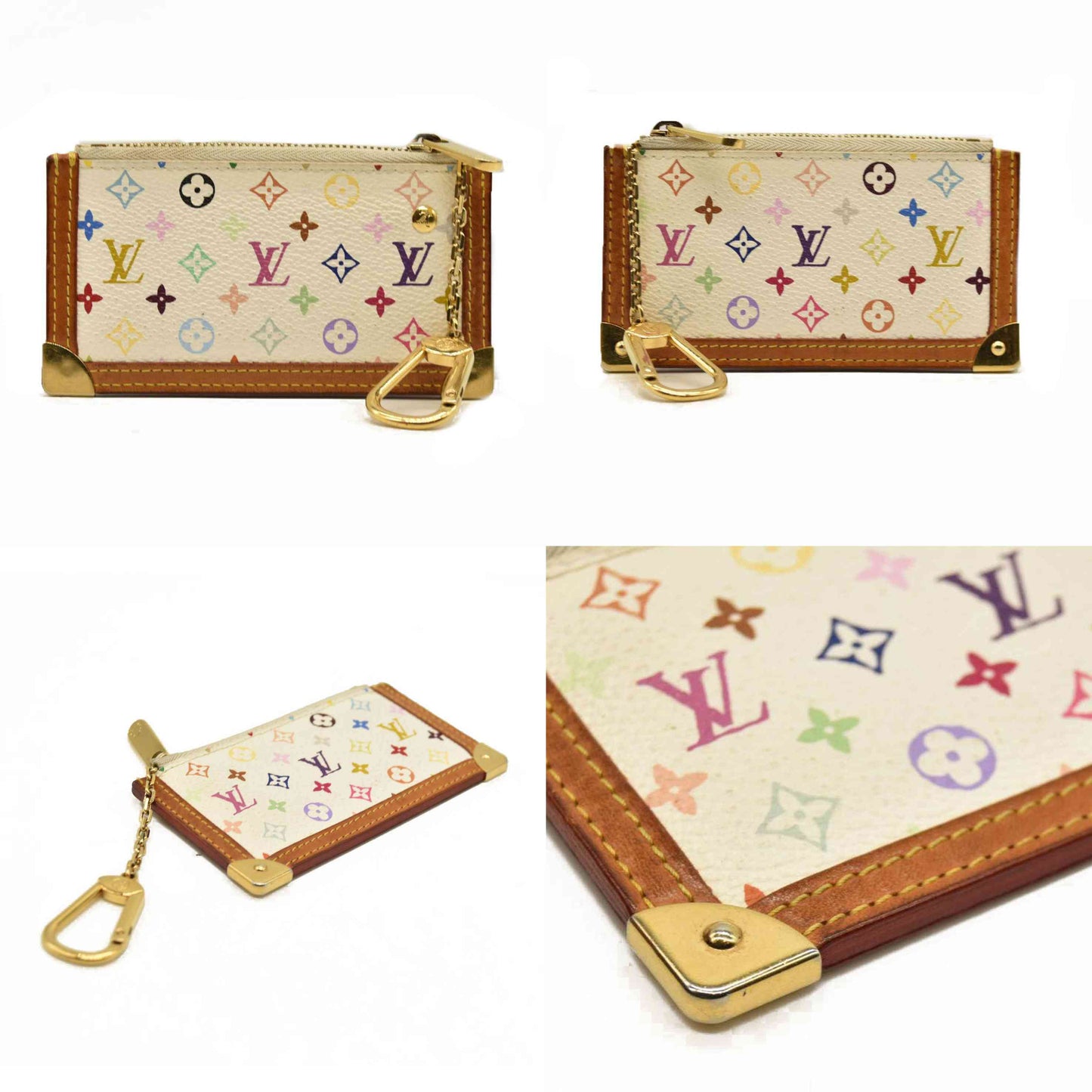 Louis Vuitton  Monogram Multicolor Key Pouch White M92655 Murakami
