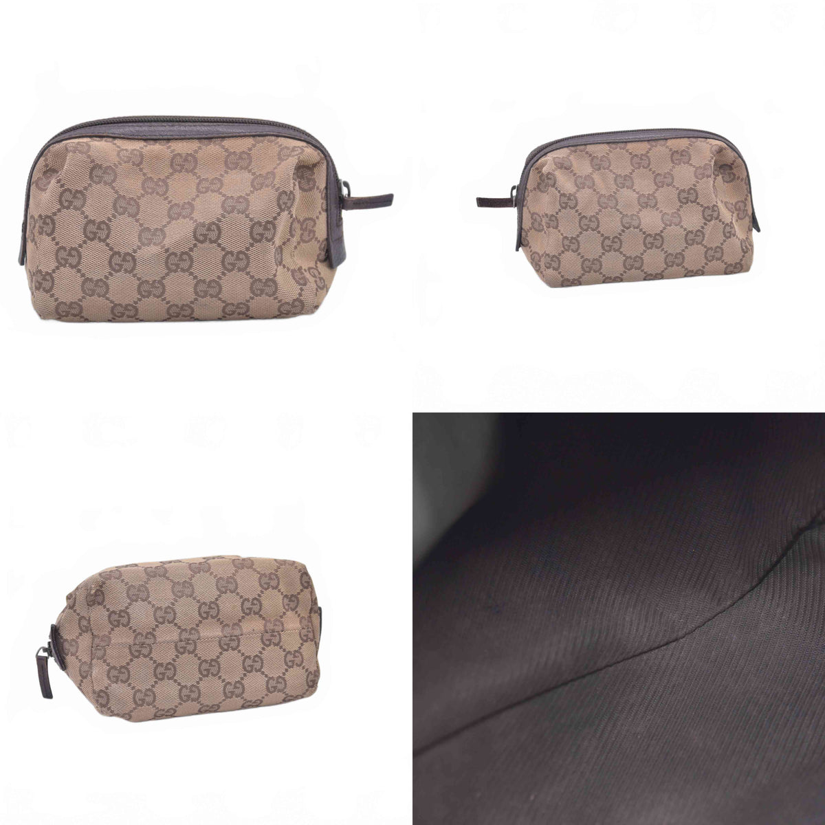 $450 Gucci Monogram Large Cosmetic Case Brown